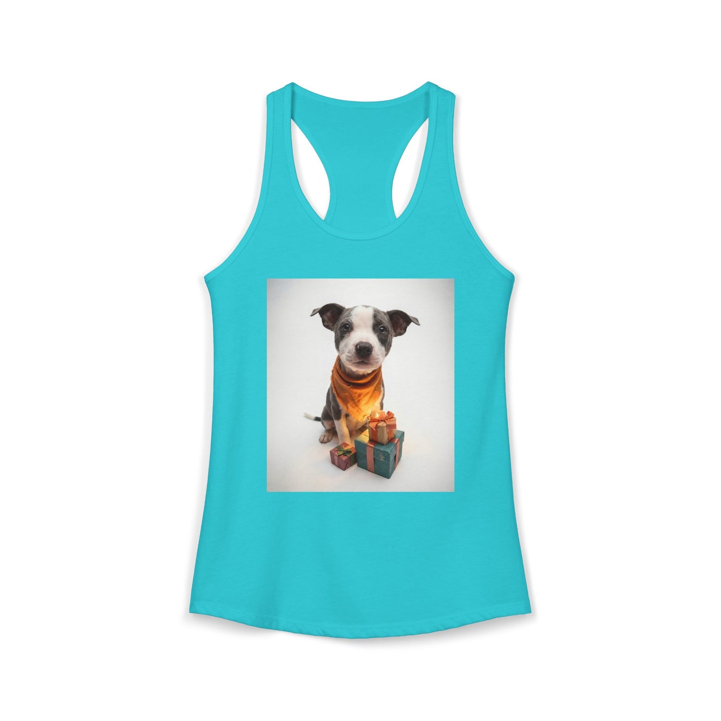 Gifted Puppy Women's Ideal Racerback Tank – Rust Bandana and Presents