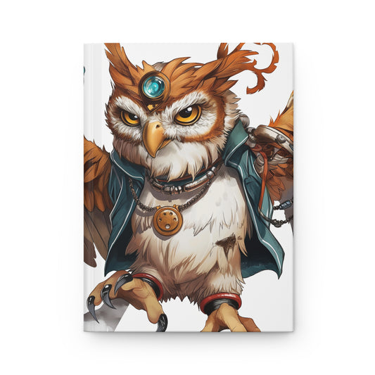 Steampunk Owl Hardcover Journal Matte – Goggles and Gilded Feathers
