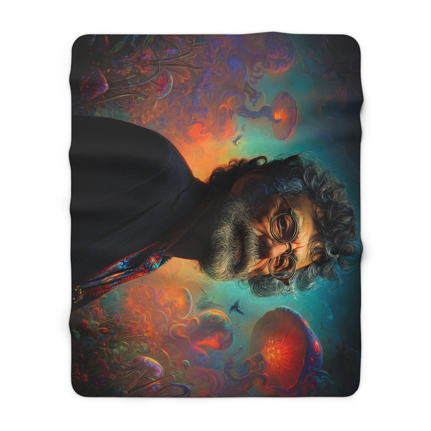 Twilight Meadow Sage Blanket – Where Mushrooms Glow and Birds Duet
