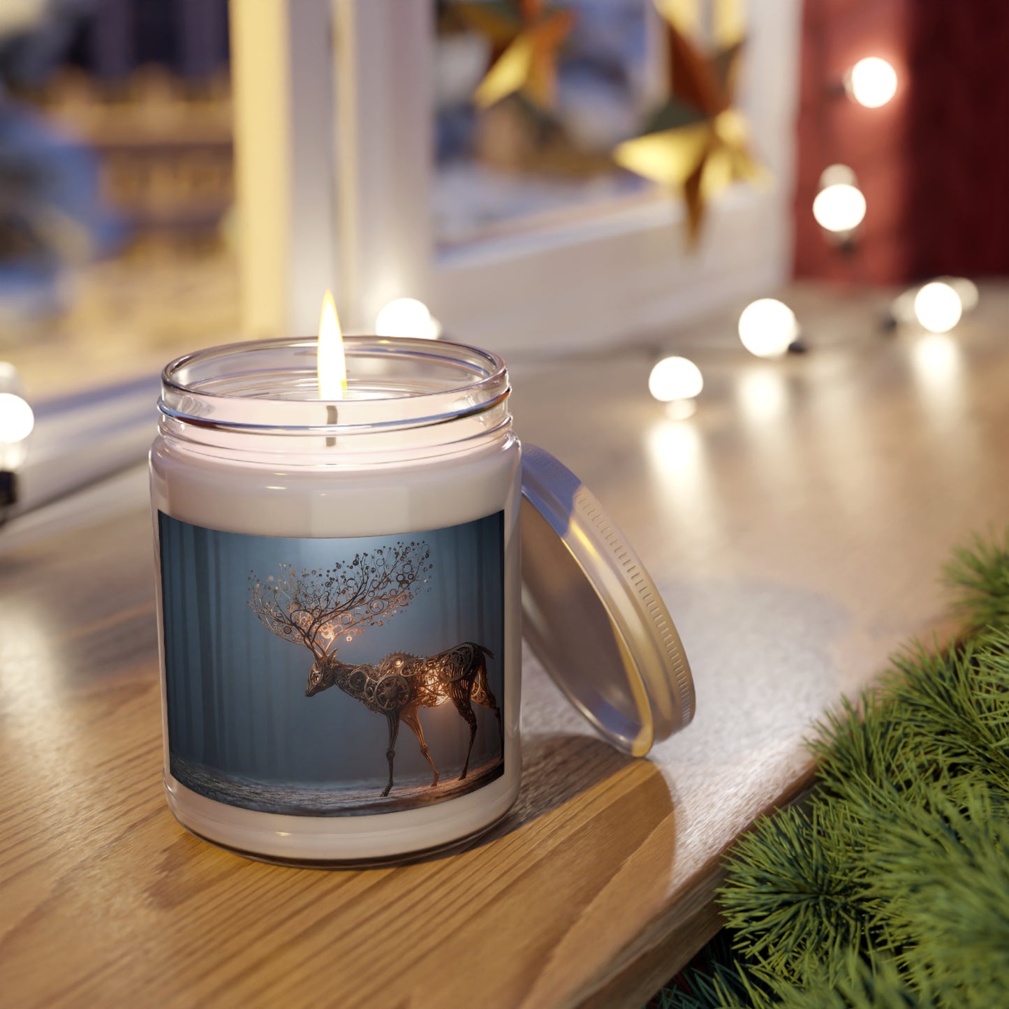 Steampunk Deer Scented Soy Candles with White Lid, 9oz – Clockwork Forest Luminary