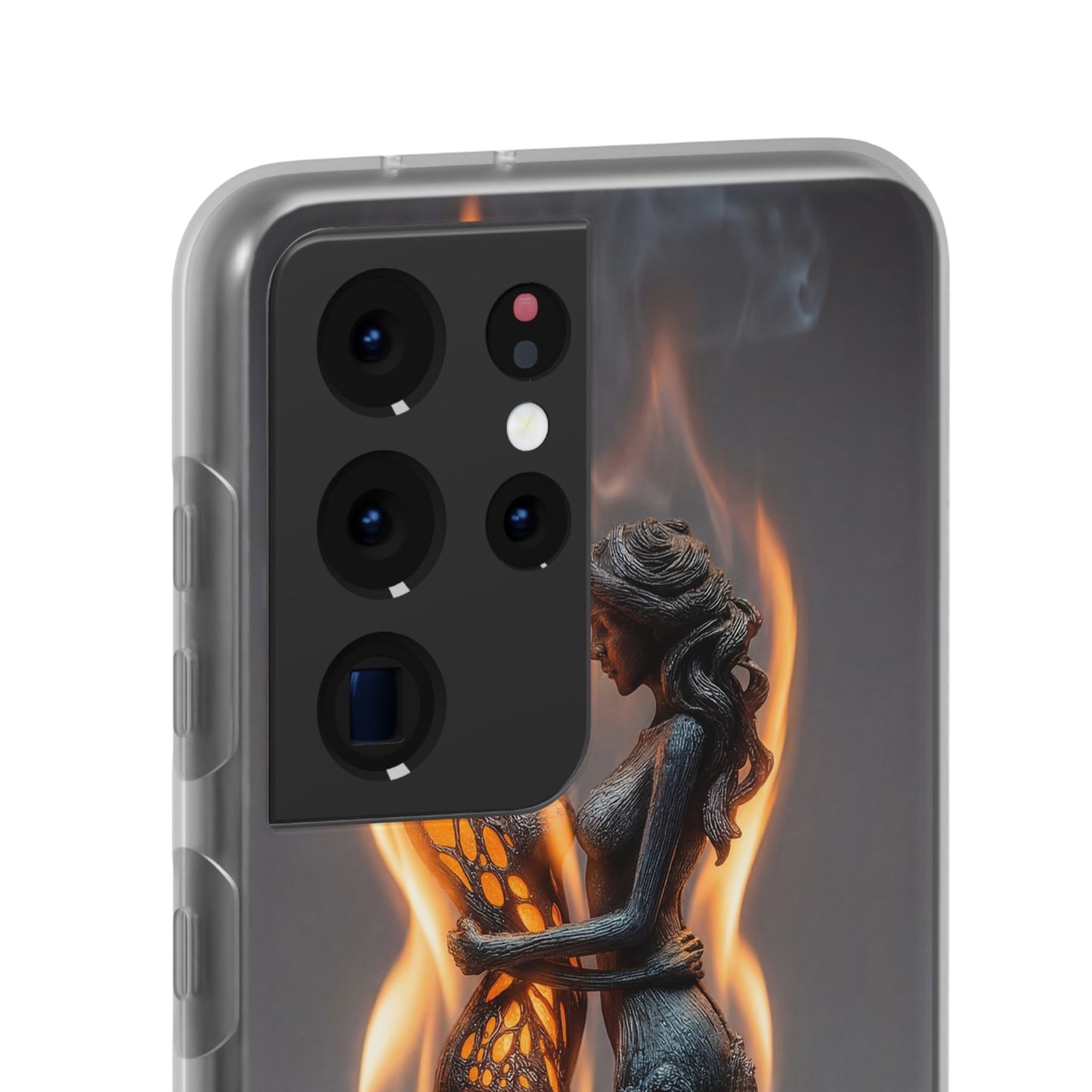 Flame-Embraced Lovers Flexi Cases – Intimate Glow Within the Fire