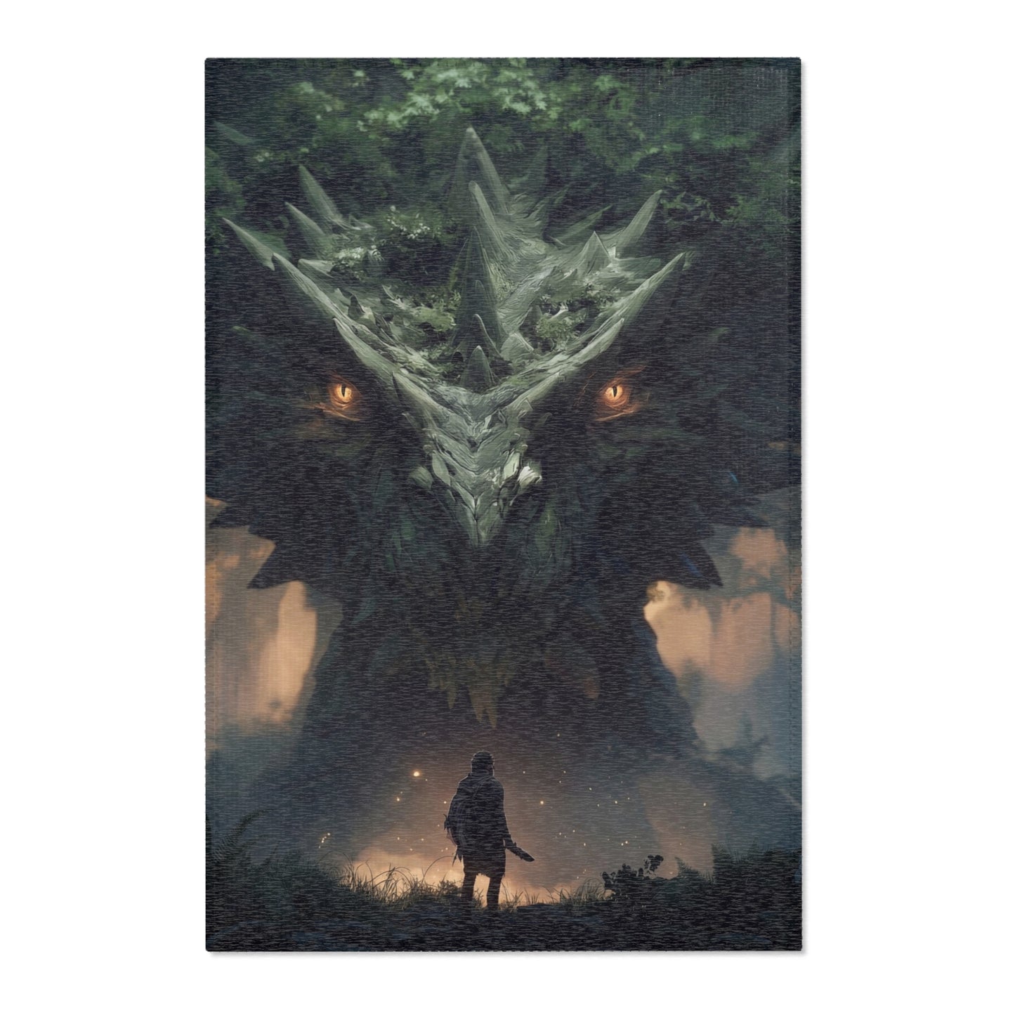 Ancient Dragon Sentinel Area Rugs – Forest Guardian Twilight