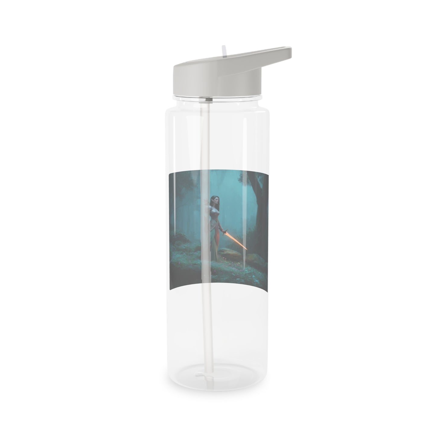 Glowing Blade Elven Sentinel Tritan Water Bottle – Misty Forest Guardian