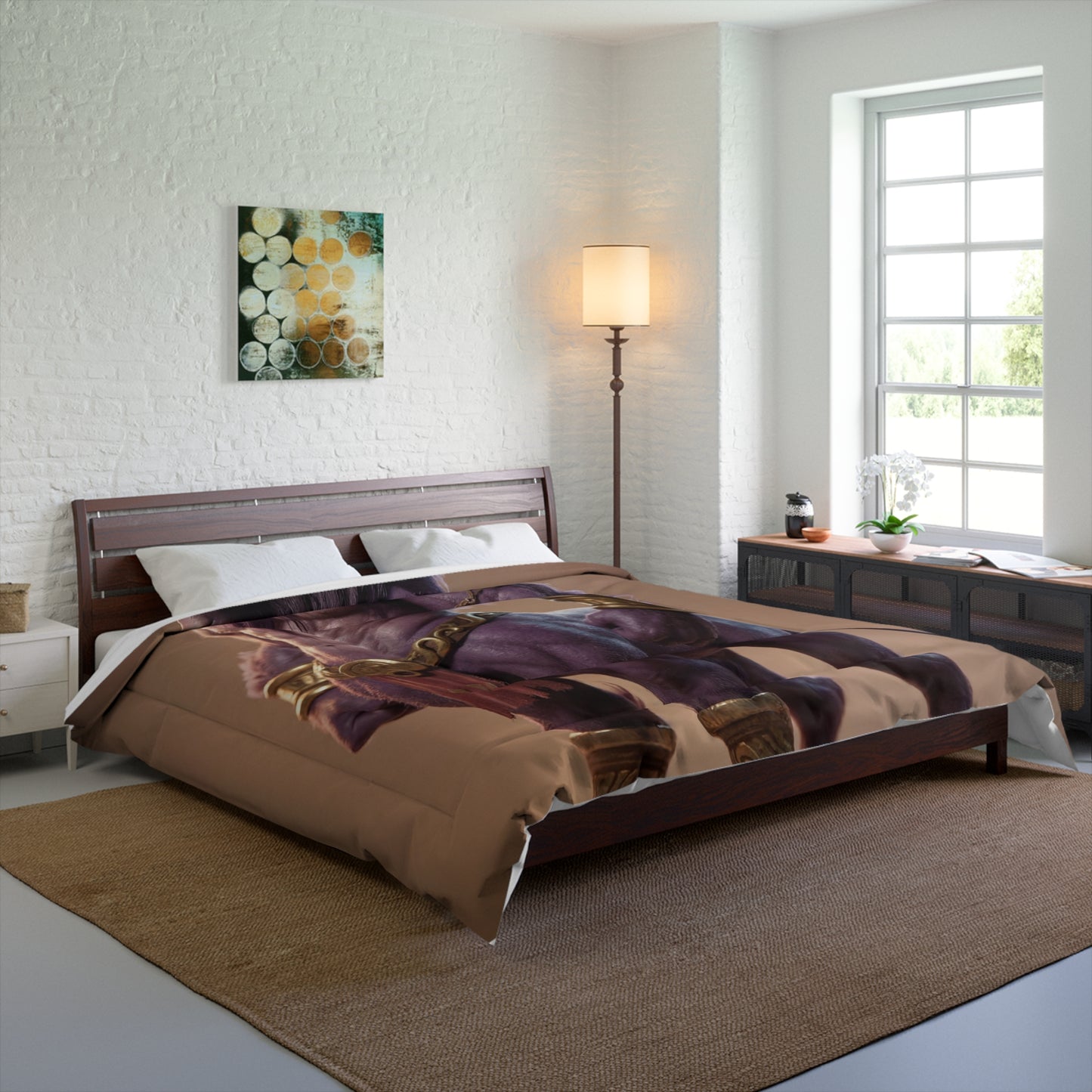 Purple Bull Sentinel Comforter – Ancient Warrior’s Quiet Vigil