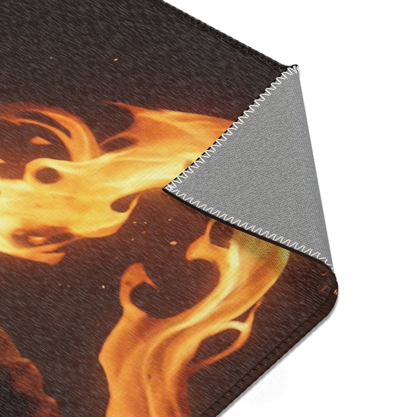 Flamebound Sentinel Area Rug – Ember-Wreathed Warrior Dreamscape