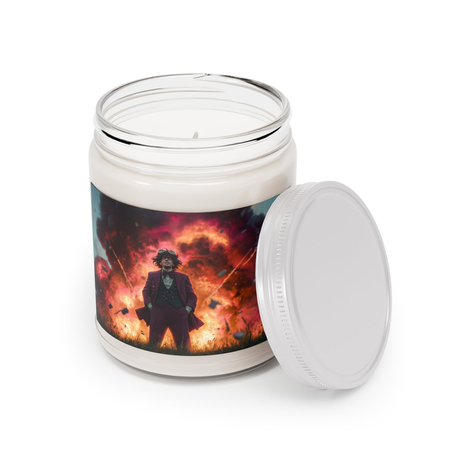 Explosive Gentleman Scented Soy Candles with White Lid, 9oz – Crimson Sky Calamity