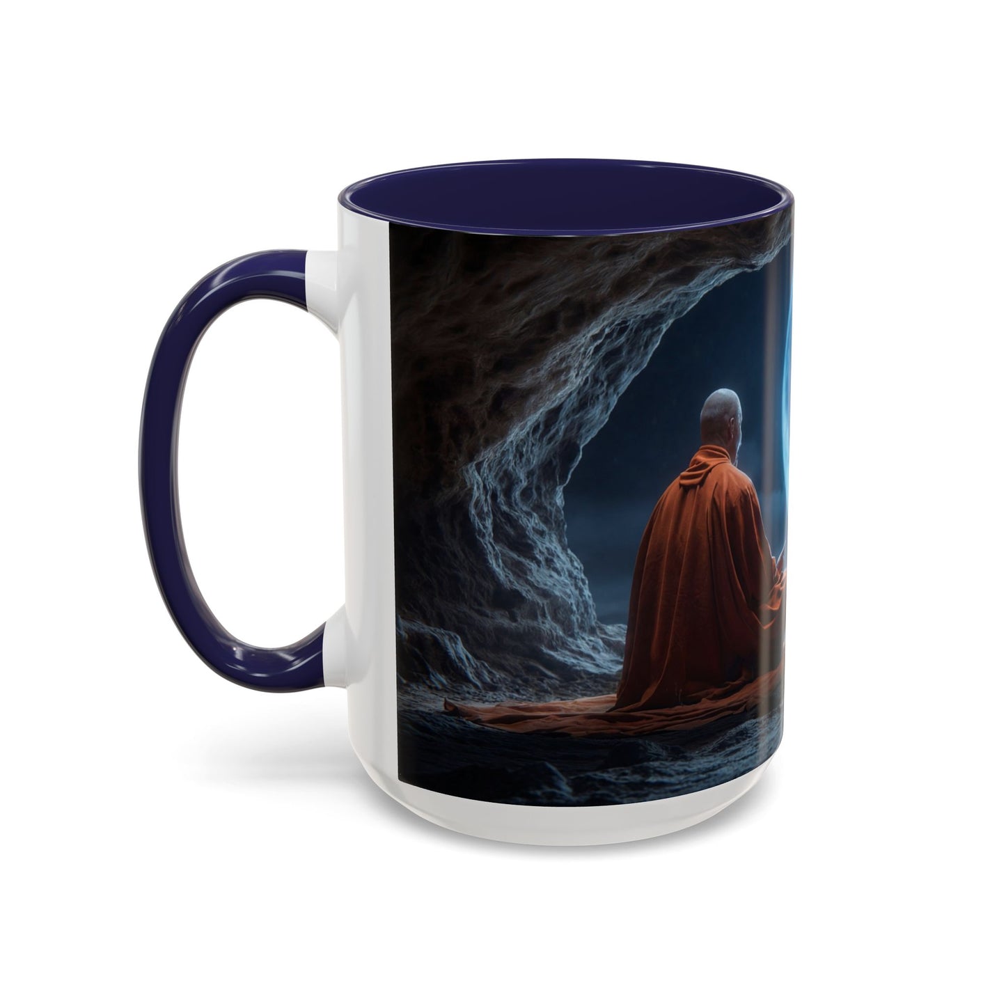 Moonlit Monk Meditation Mug – Serene Nightwatcher in Cave