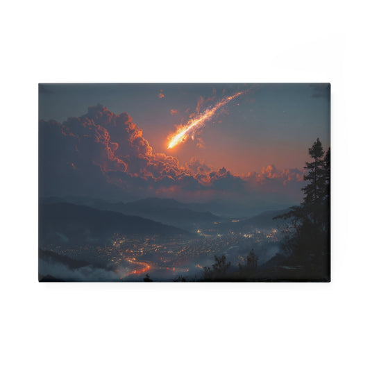 Celestial Fireball Button Magnet, Rectangle (1 & 10 pcs) – Skyfall Over Mountain Vale