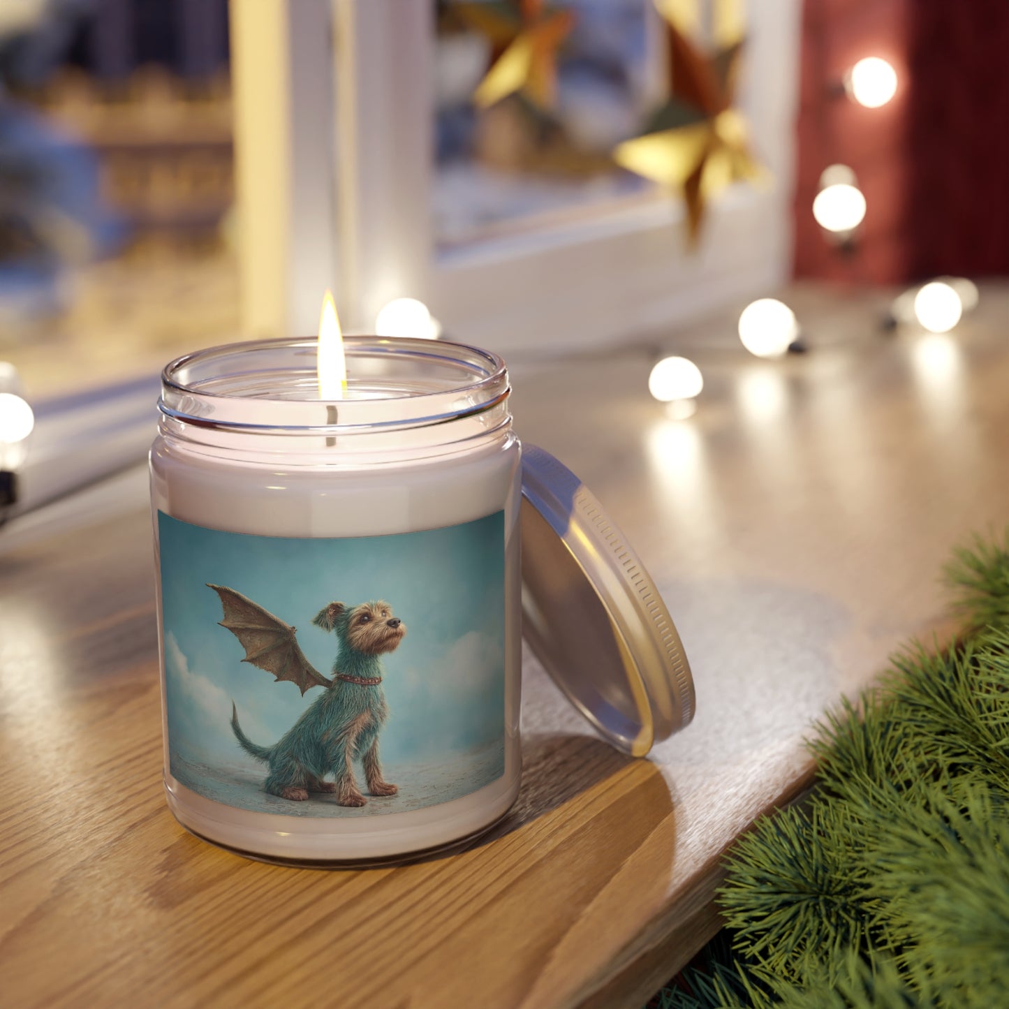 Dragonwing Terrier Scented Soy Candles with White Lid, 9oz – Skybound Guardian’s Whisper