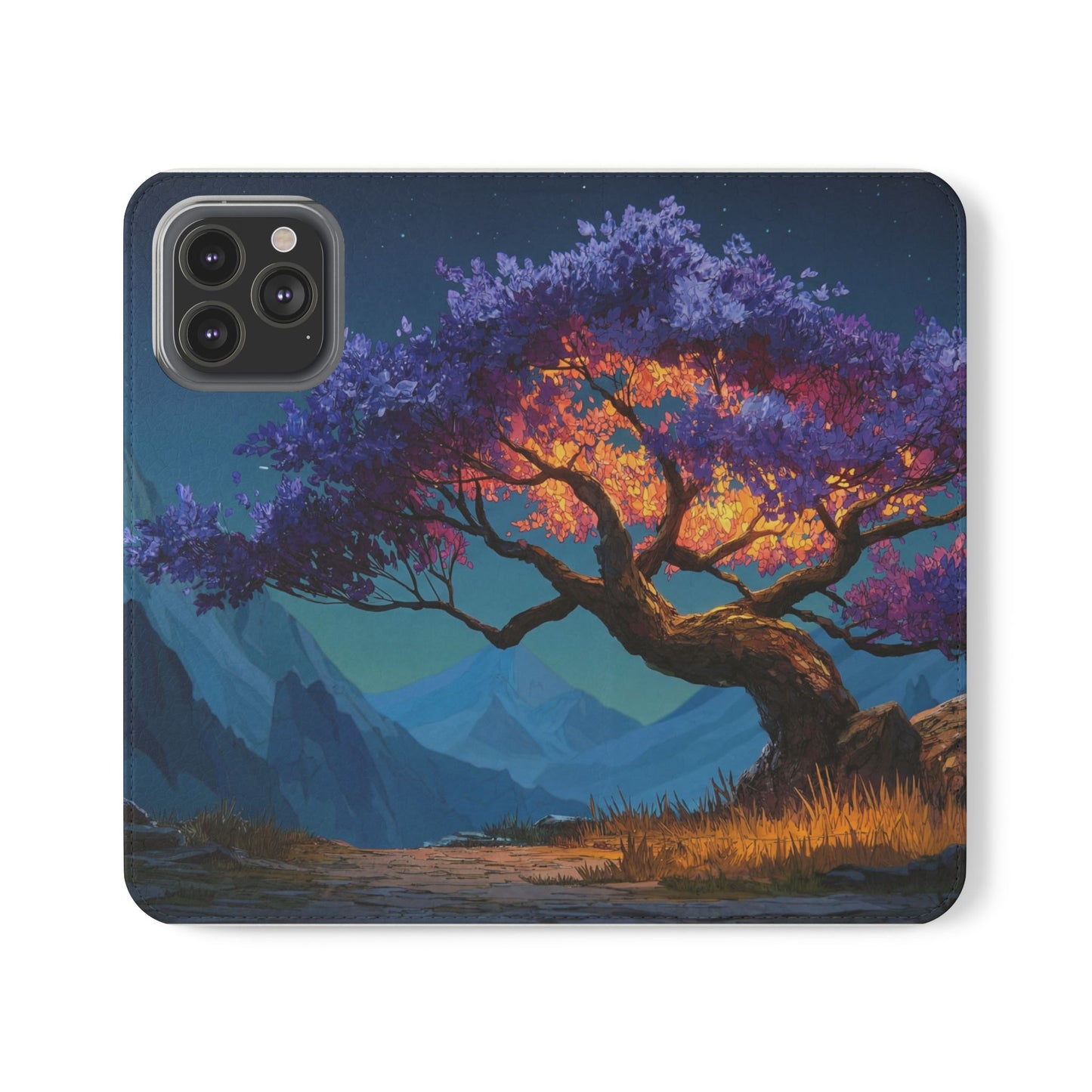 Violet Flame Tree Flip Cases – Twilight Mountain Glow Case