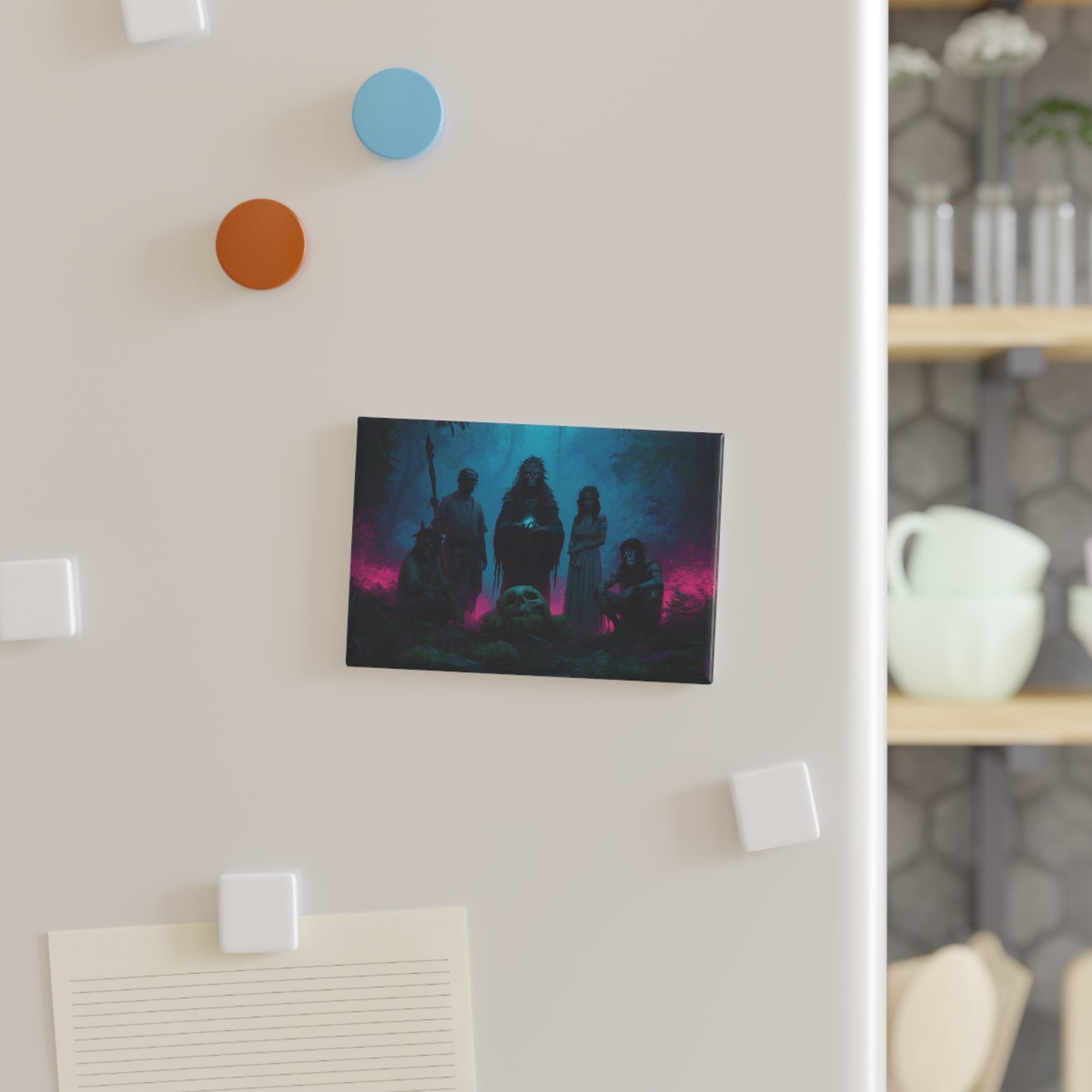 Shadow Grove Coven Button Magnet, Rectangle (1 & 10 pcs) – Neon Veil Ritual