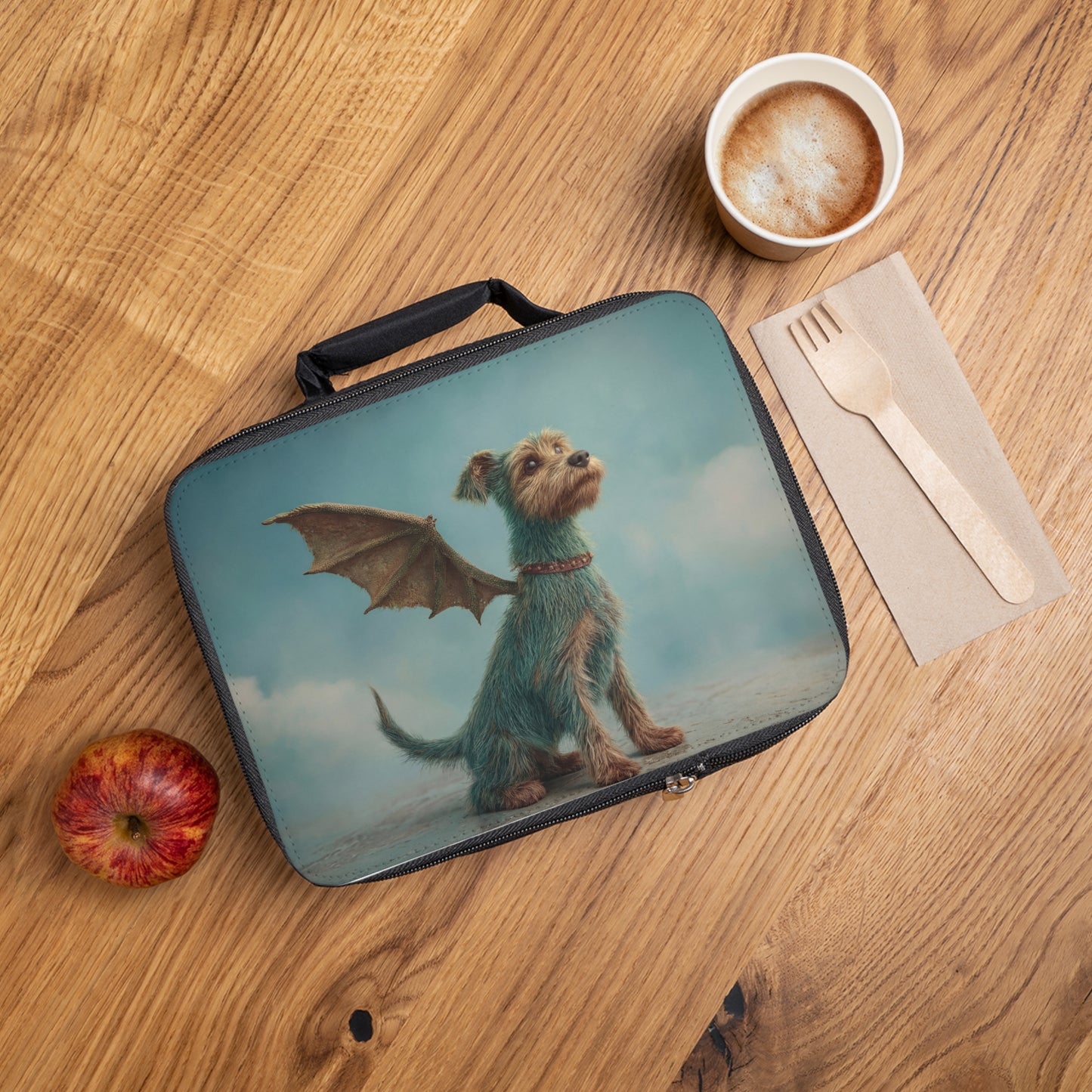 Dragon Dog Lunch Bag – Skyward Gaze in Teal and Smoke