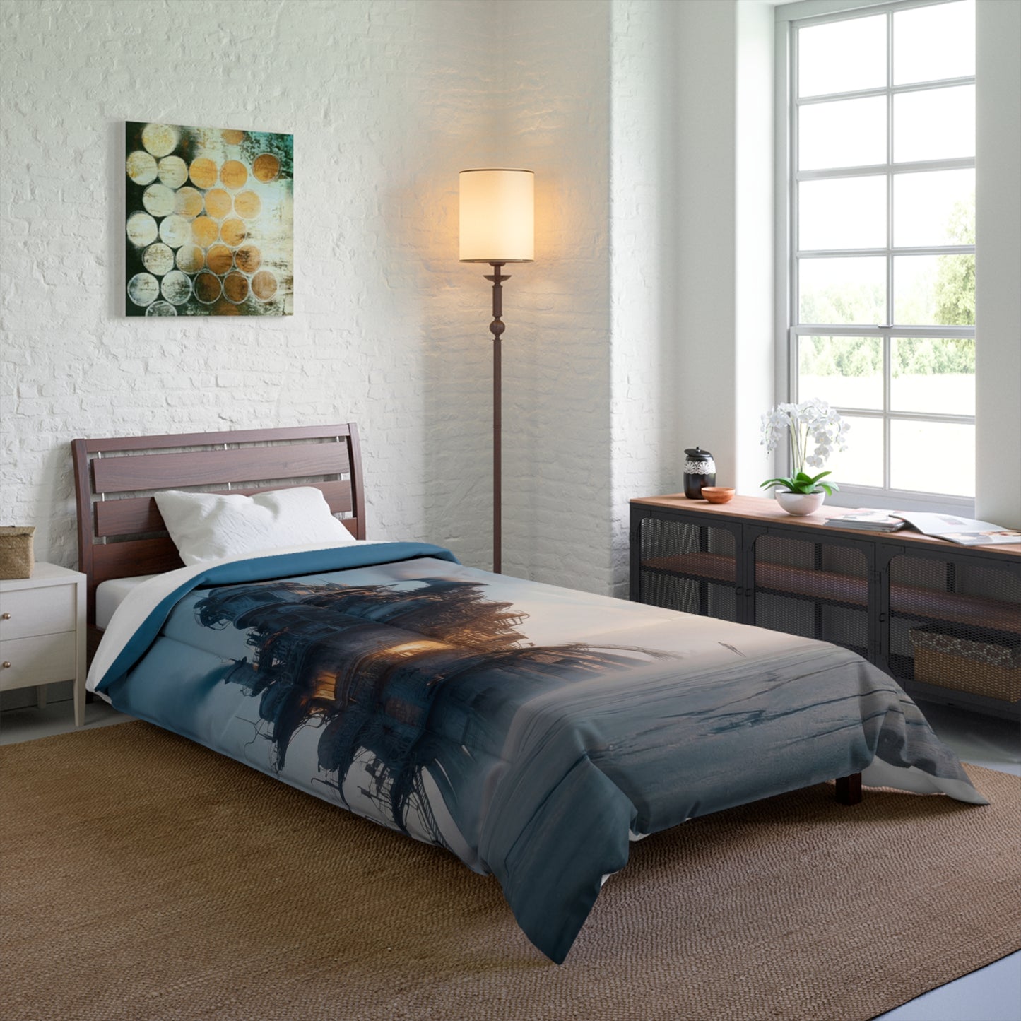 Steamborne Tower Comforter – Solitary Watchtower at Dusk