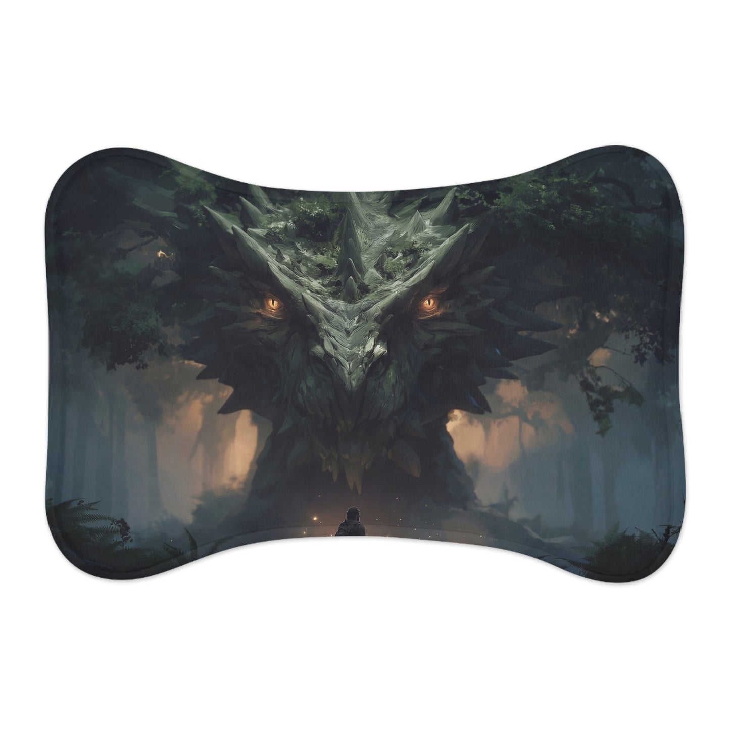 Ancient Dragon Sentinel Pet Feeding Mats – Moss-Grown Forest Guardian