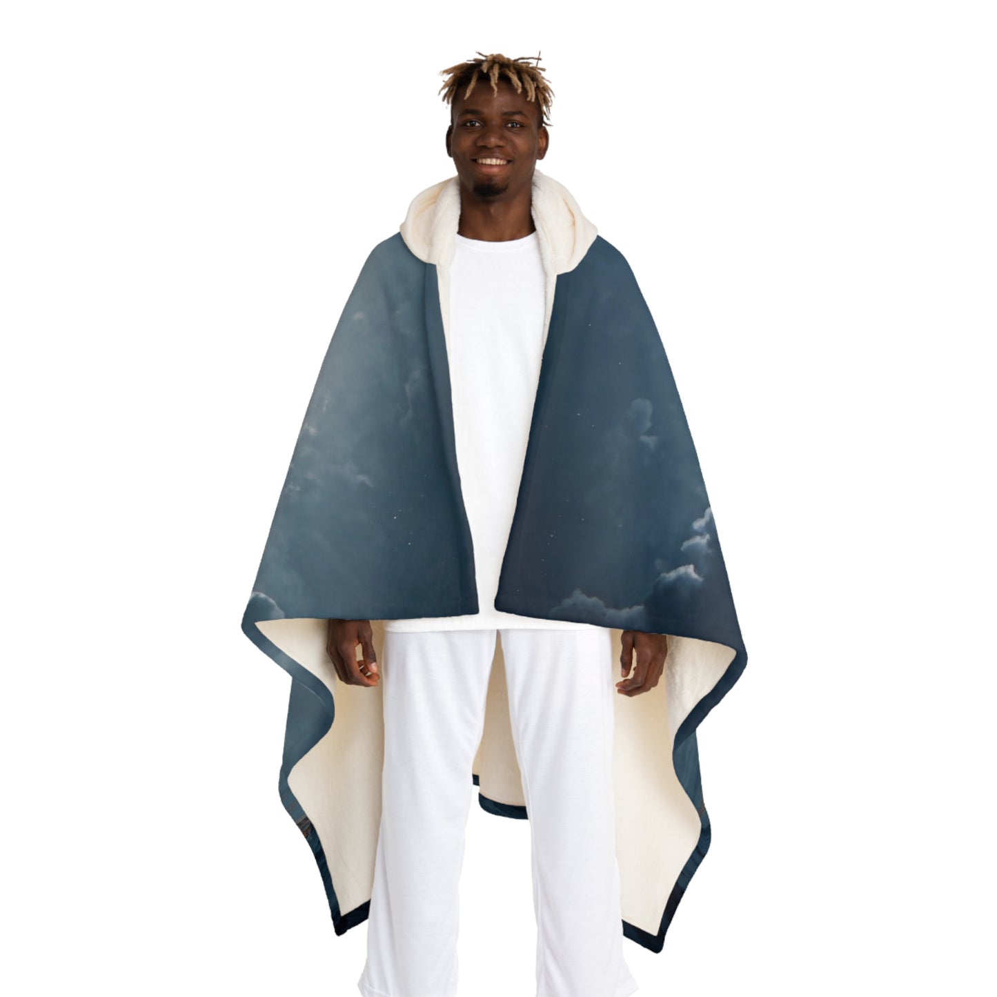 Midnight Sleigh Ride Hooded Sherpa Fleece Blanket – Warmth Under a Full Moon