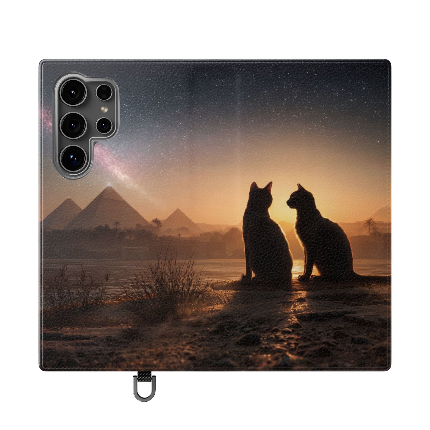 Pharaoh Cats Flip Cases – Starry Nile Guardians on the Bank