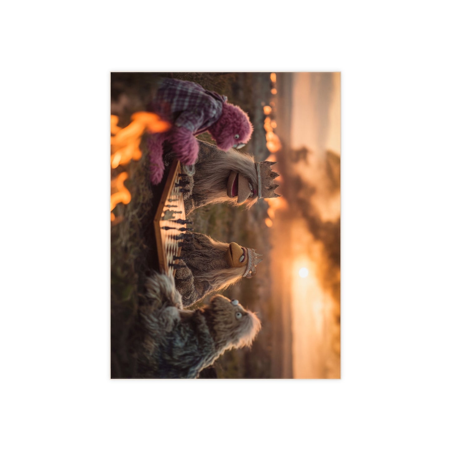 Royal Muppet Chess Duel Ceramic Photo Tile – Sunset Gambit on the Battlefield