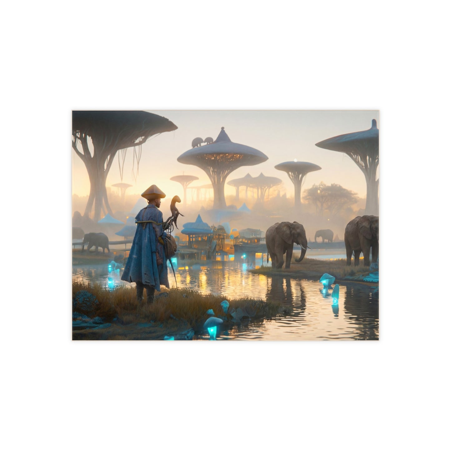 Forgotten Riverkeeper Ceramic Photo Tile – Dawn’s Whisper in a World of Giants