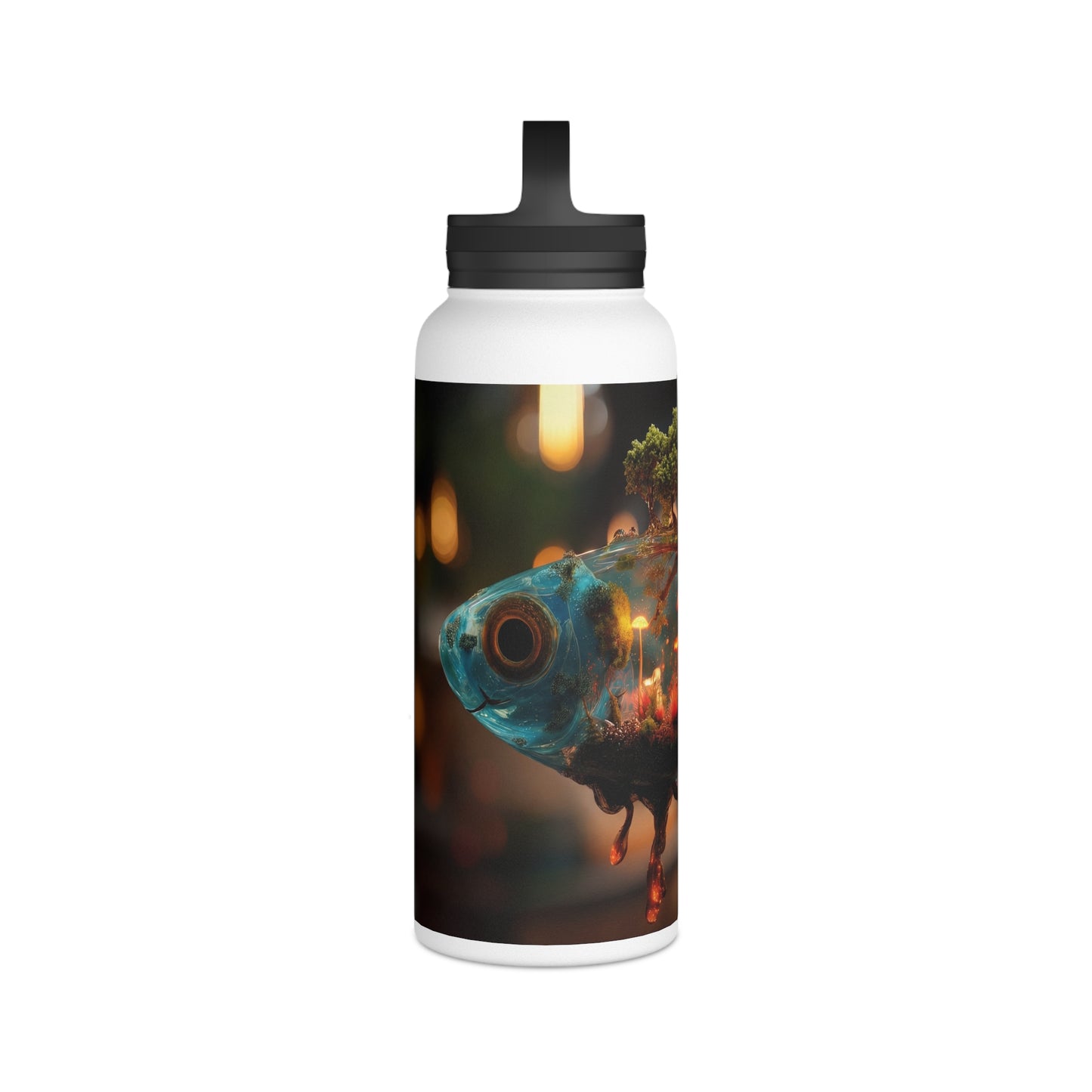 Pocket Forest Fish Water Bottle – Handle Lid – Aqua Realm Sanctuary