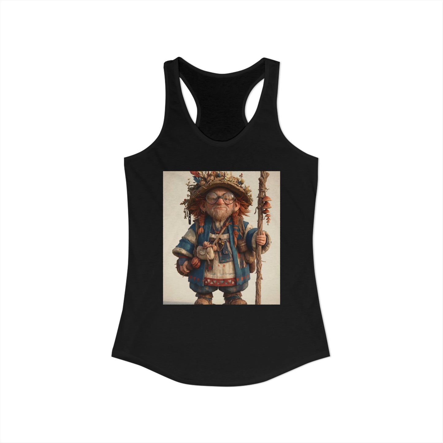 Mushroom-Sceptered Sage Women's Ideal Racerback Tank – Botanical Wanderer Portrait