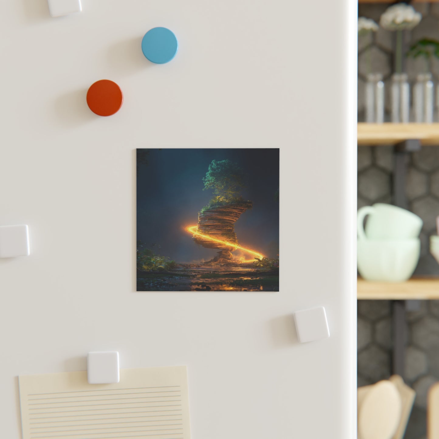 Floating Stone Tree Magnet – Luminous Jungle Portal