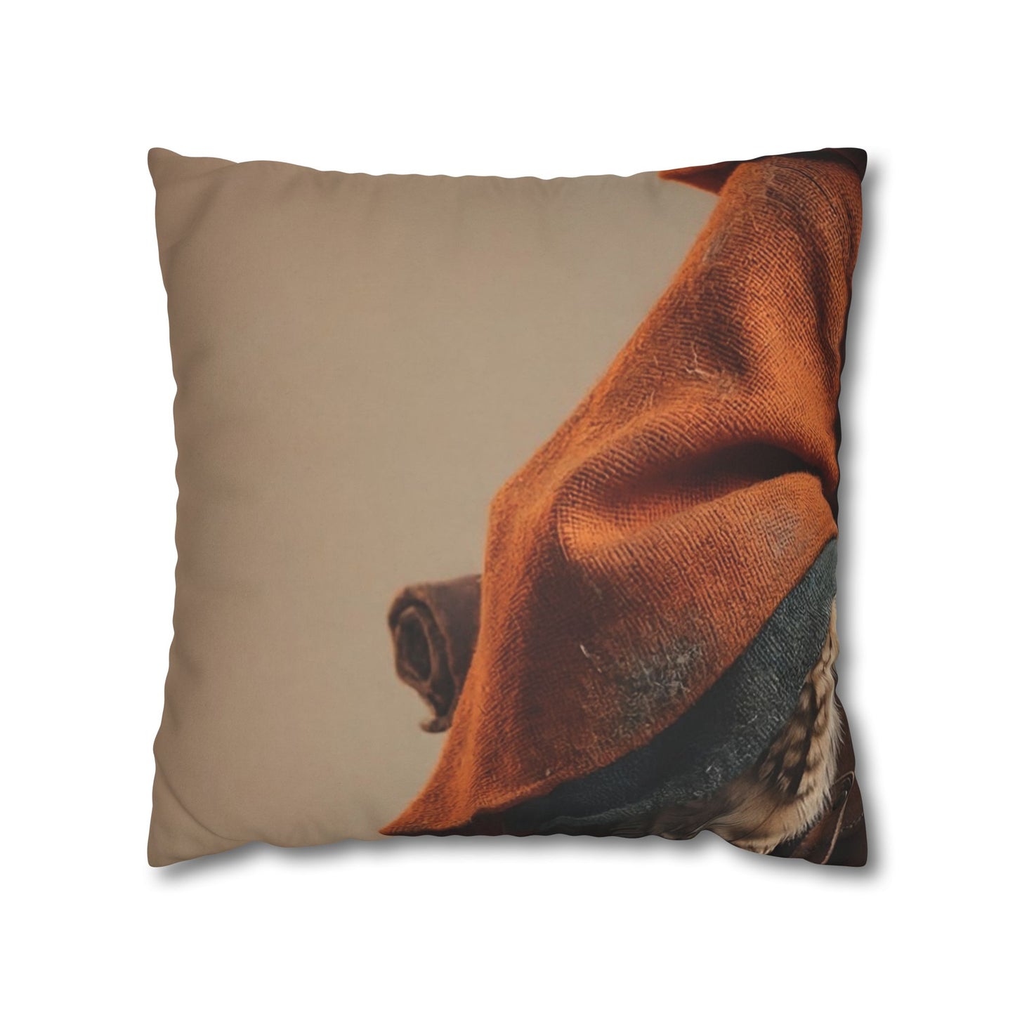 Wise Owl Scholar Faux Suede Square Pillowcase – Rusty Robe and Cross Pendant