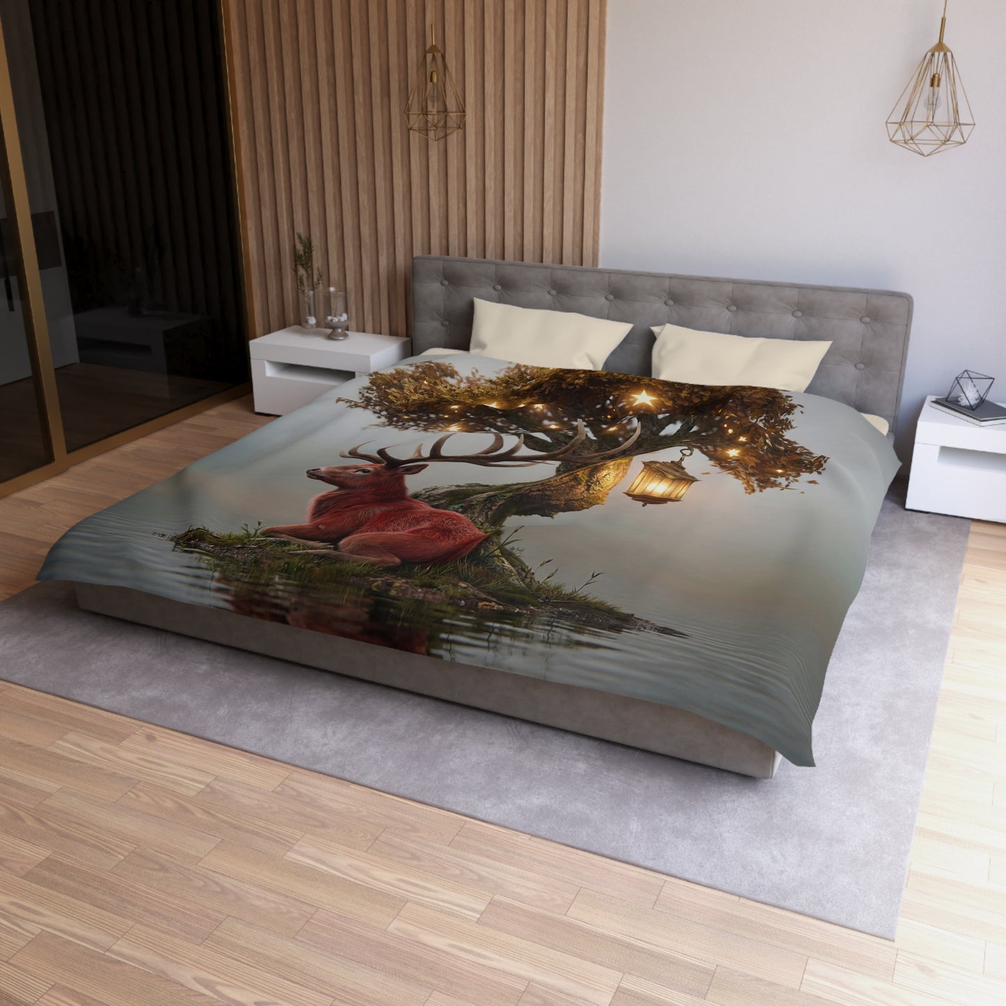 Starlit Stag Microfiber Duvet Cover – Whispers of the Twilight Wood