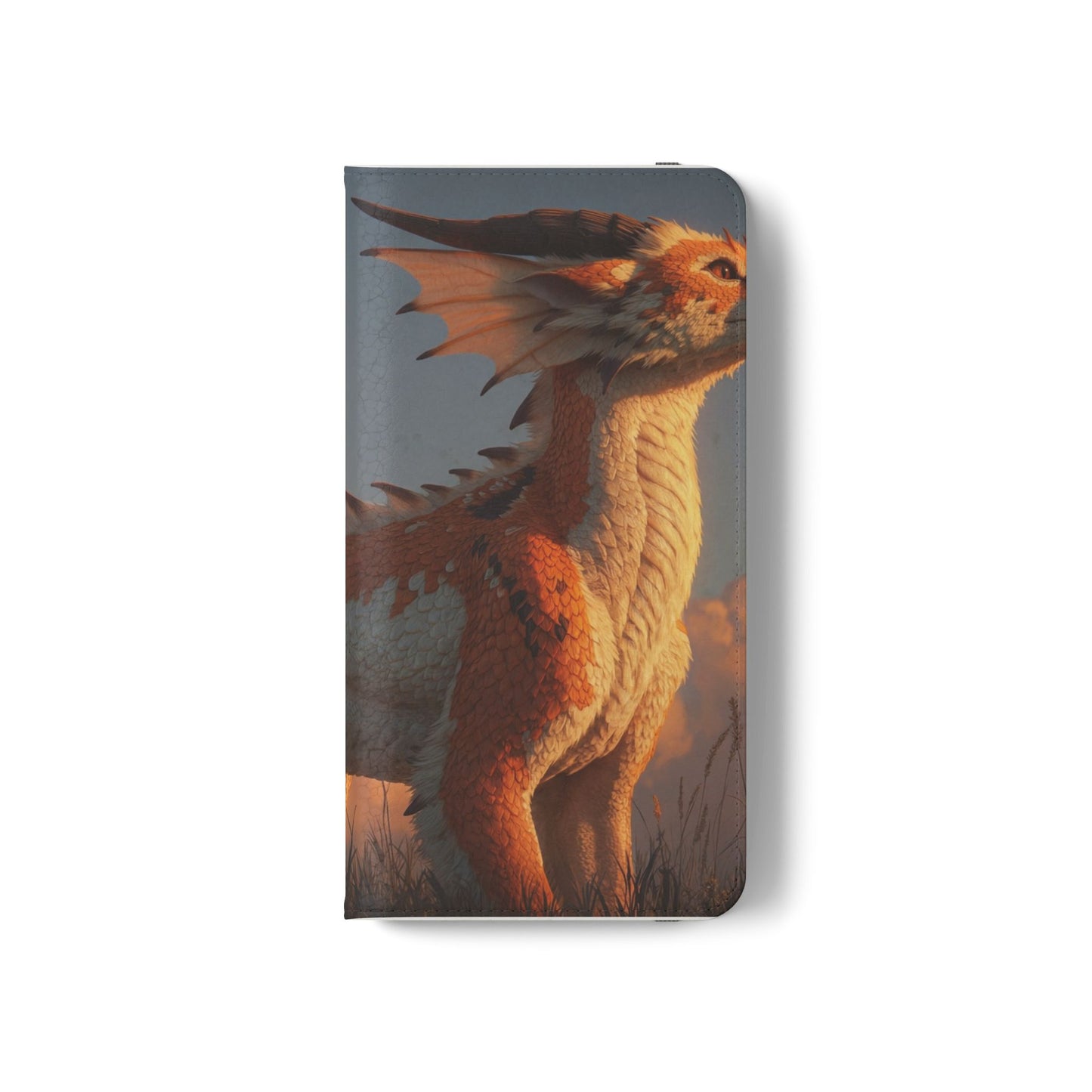 Gilded Dragon Flip Cases – Amber Sunset Guardian
