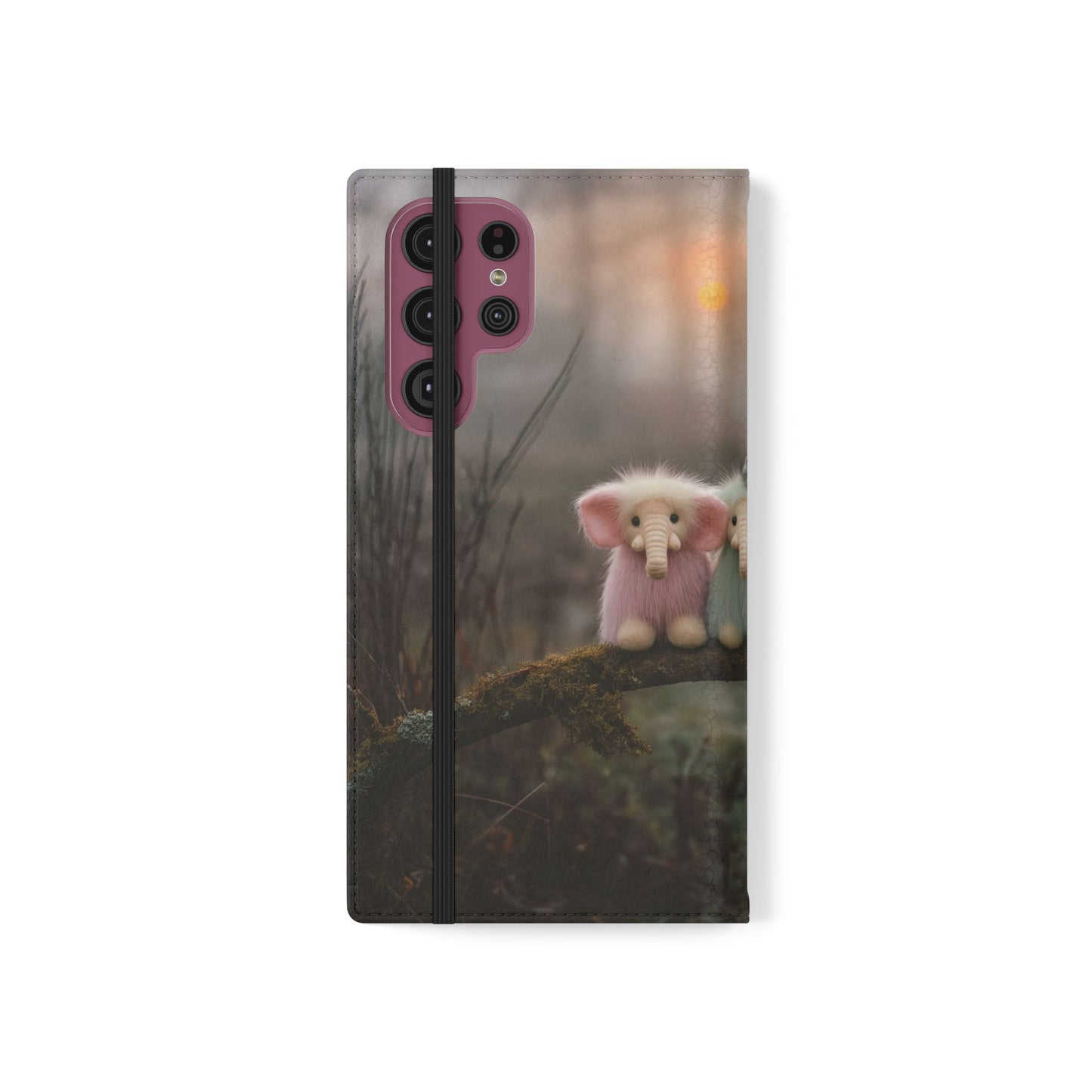 Mossy Branch Elephants Flip Cases – Pastel Fluff Guardians
