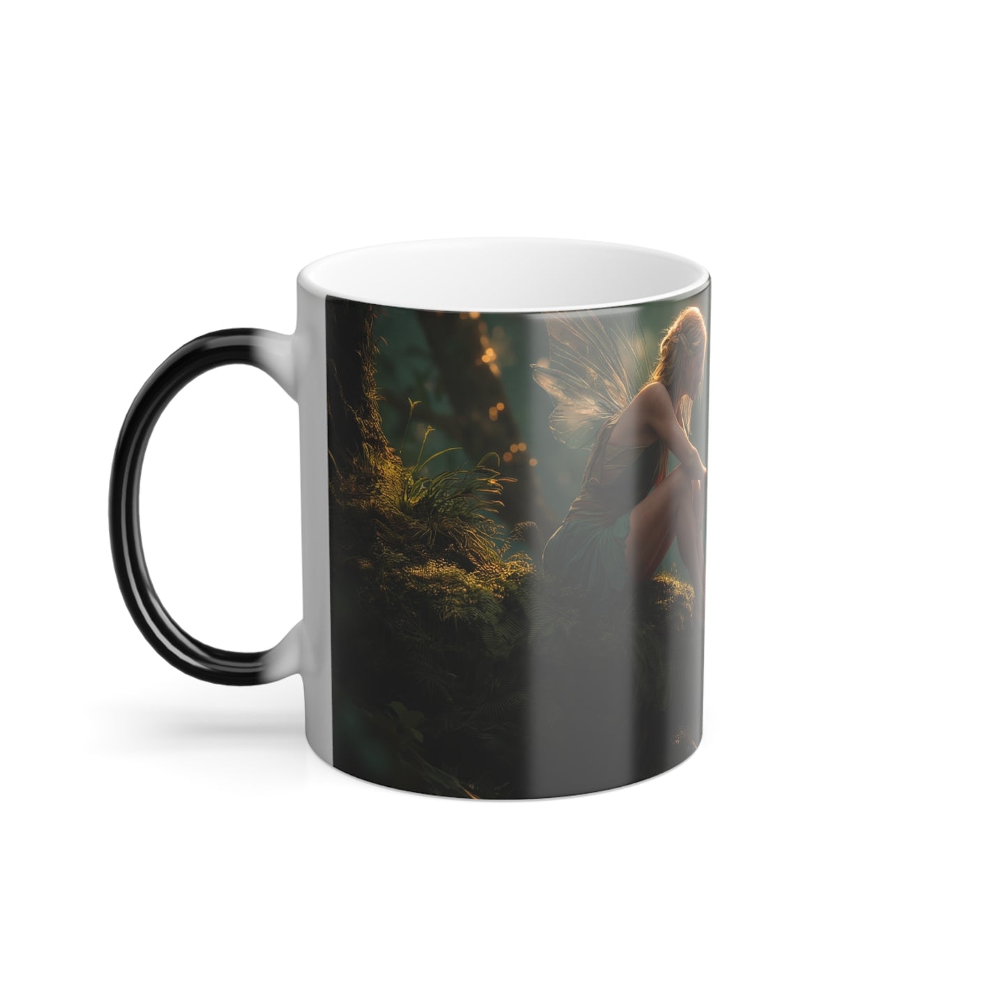 Mossy Perch Fairy Mug, 11oz – Golden Forest Twilight Scene