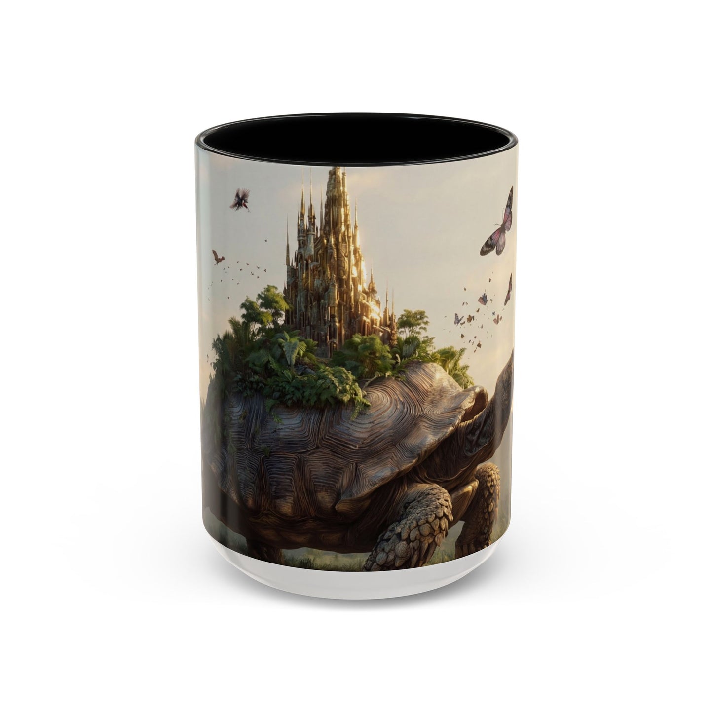 Castle Upon Turtle Shell Accent Coffee Mug (11, 15oz) – Sunset Sanctuary Dreamscape