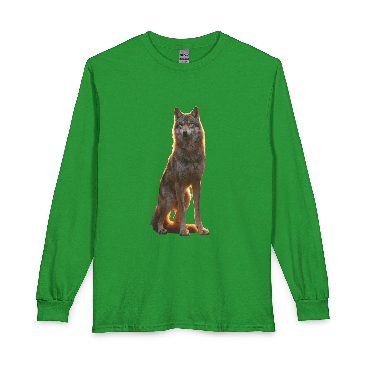 Golden Hour Wolf Unisex Long Sleeve T-Shirt – Amber Sentinel Portrait