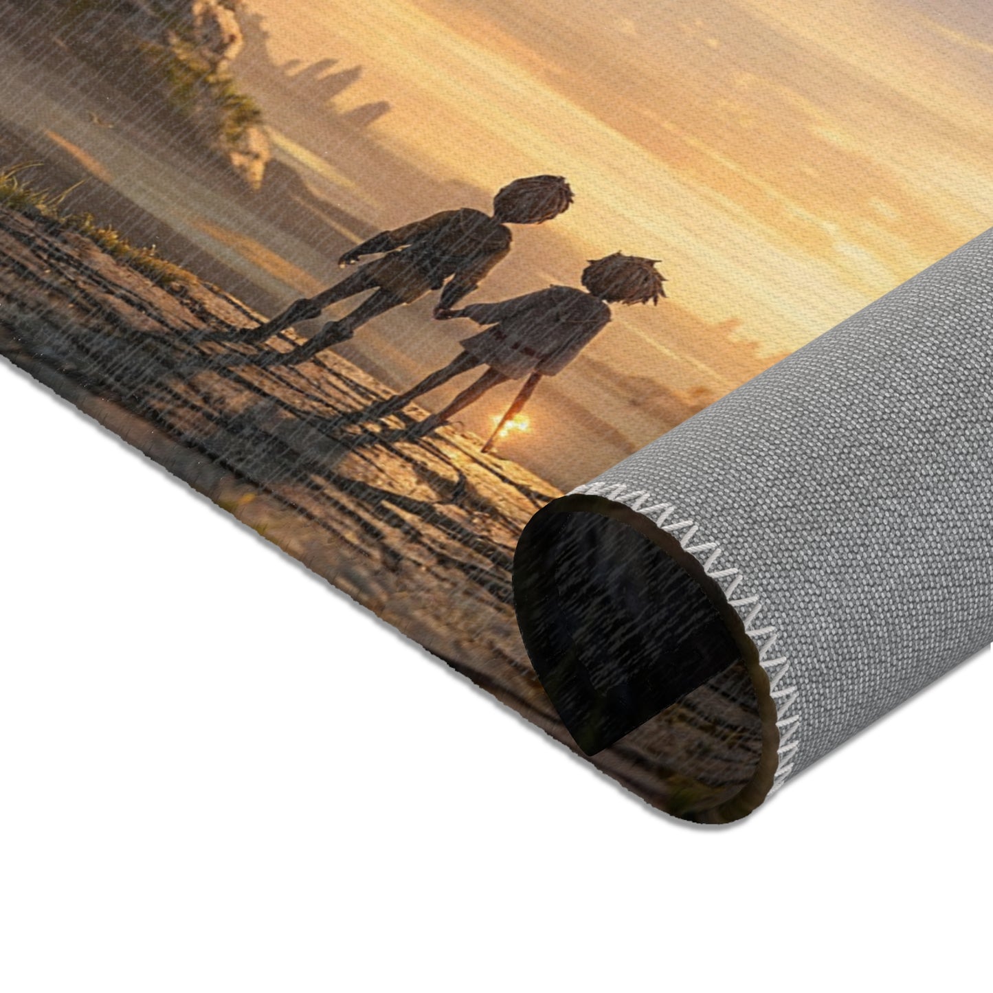 Twin Monoliths Area Rug – Starlit Gatekeepers at Sunset