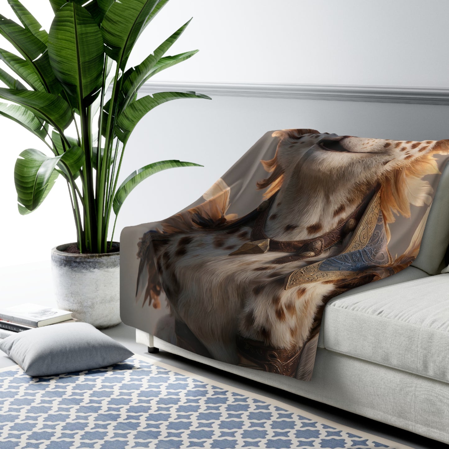 Regal Winged Cat Sherpa Fleece Blanket – Sunlit Crown & Feathered Majesty