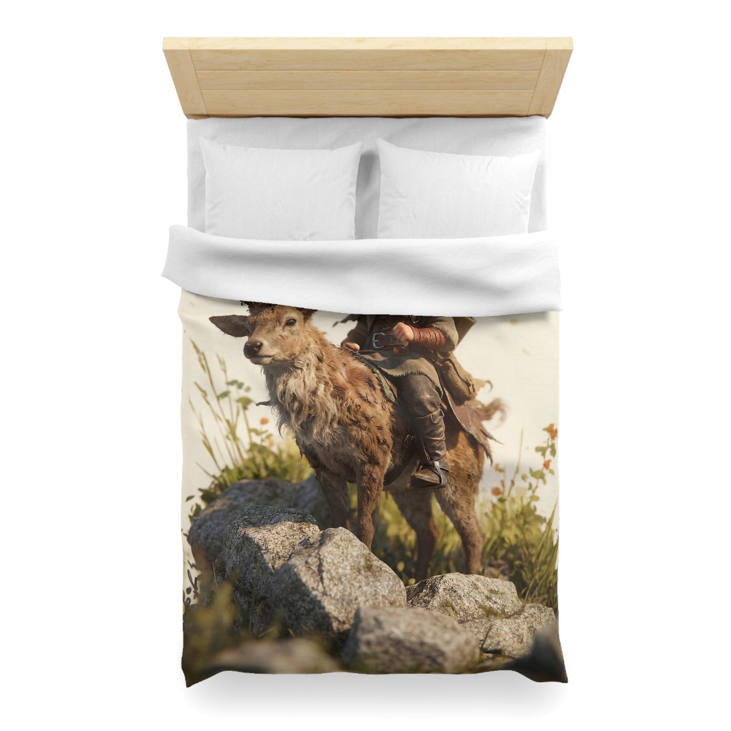 Young Rider with Stag Microfiber Duvet Cover – Sunlit Ridge Guardian