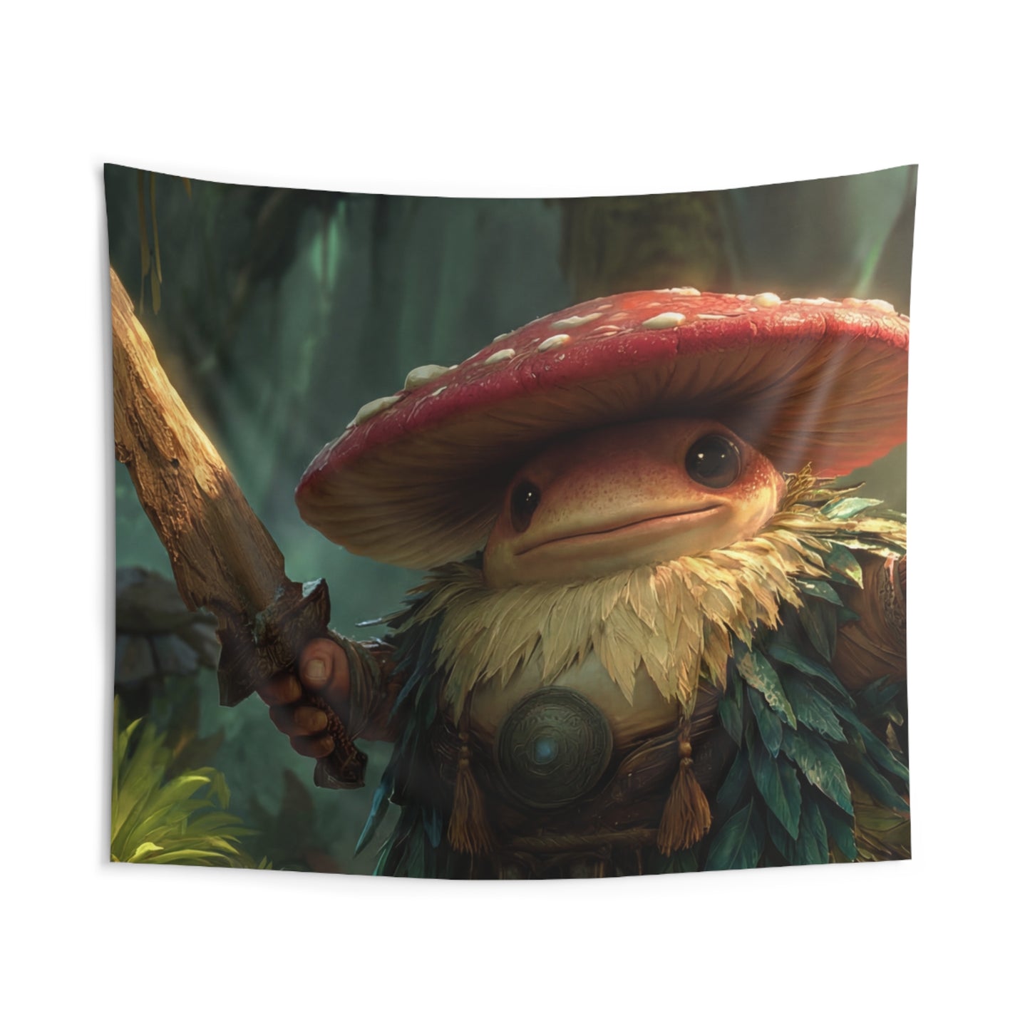 Mushroom Knight Indoor Wall Tapestries – Sunlit Jungle Sentinel