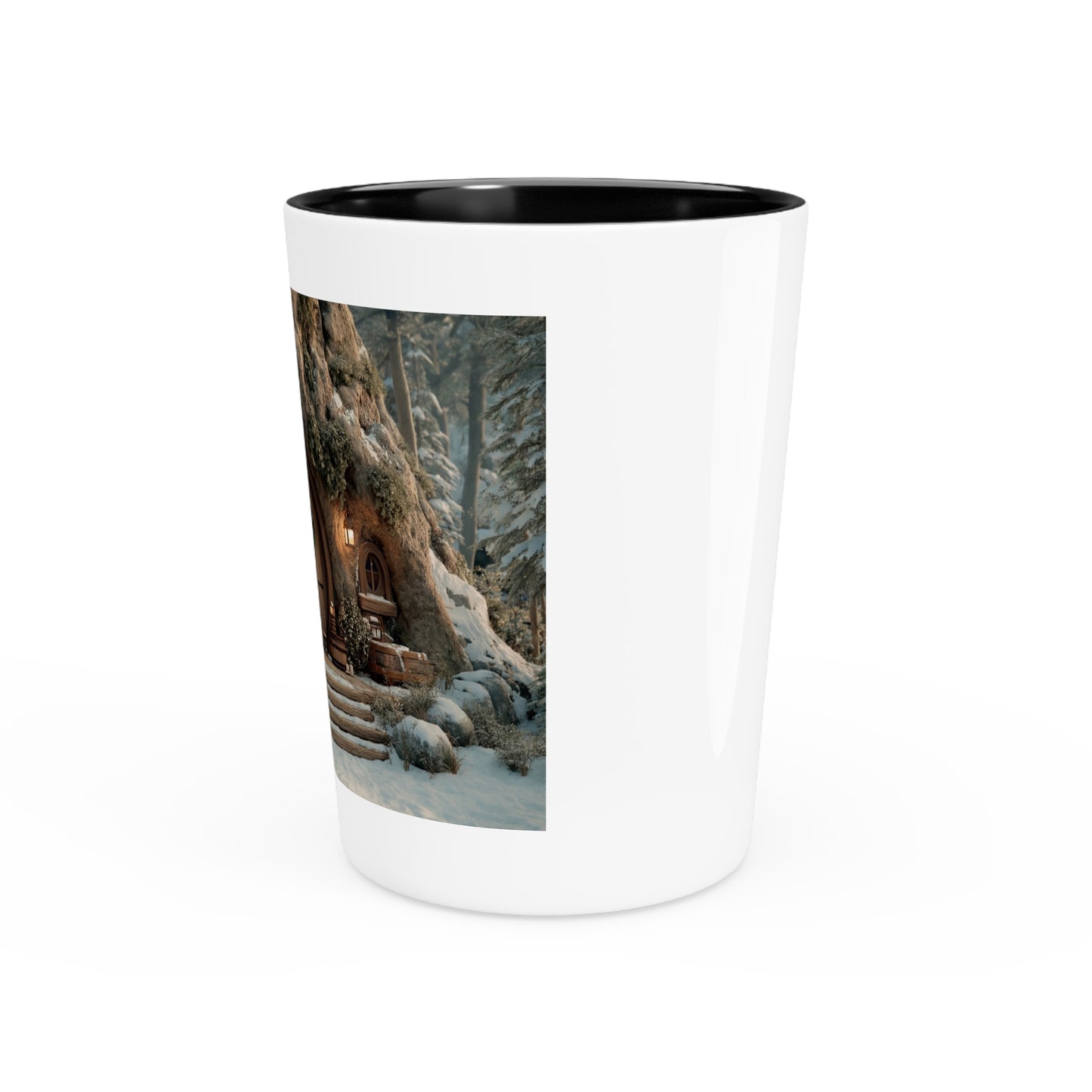 Winterwood Cottage Shot Glass – Hearthlight in the Snowy Glade