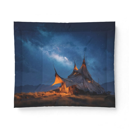 Star-Struck Wanderer Cotton Comforter – Desert Campfire Nightscape