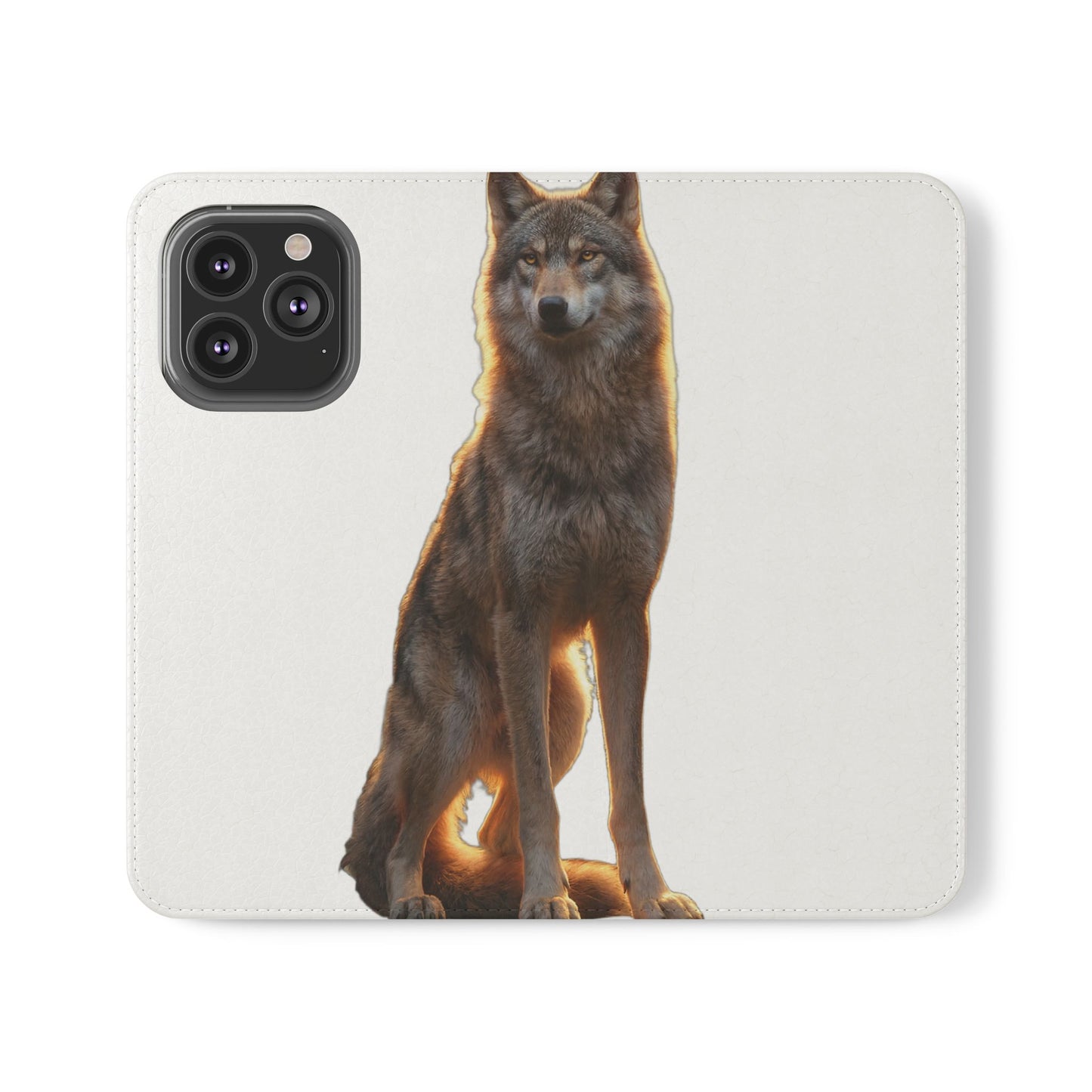 Sunlit Wolf Flip Cases – Golden Hour Sentinel Portrait