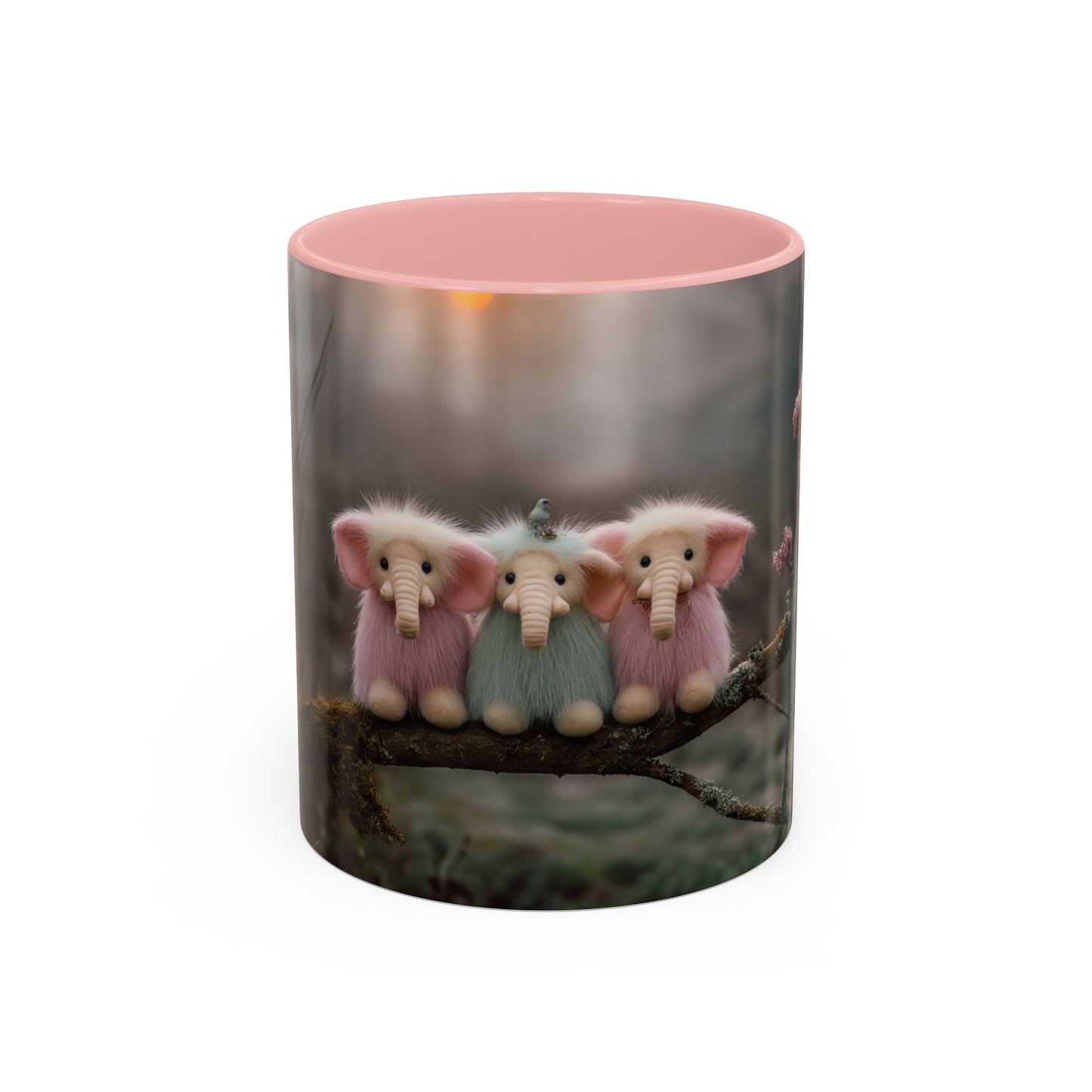 Fuzzy Elephant Trio Accent Coffee Mug (11, 15oz) – Mossy Branch Forest Friends