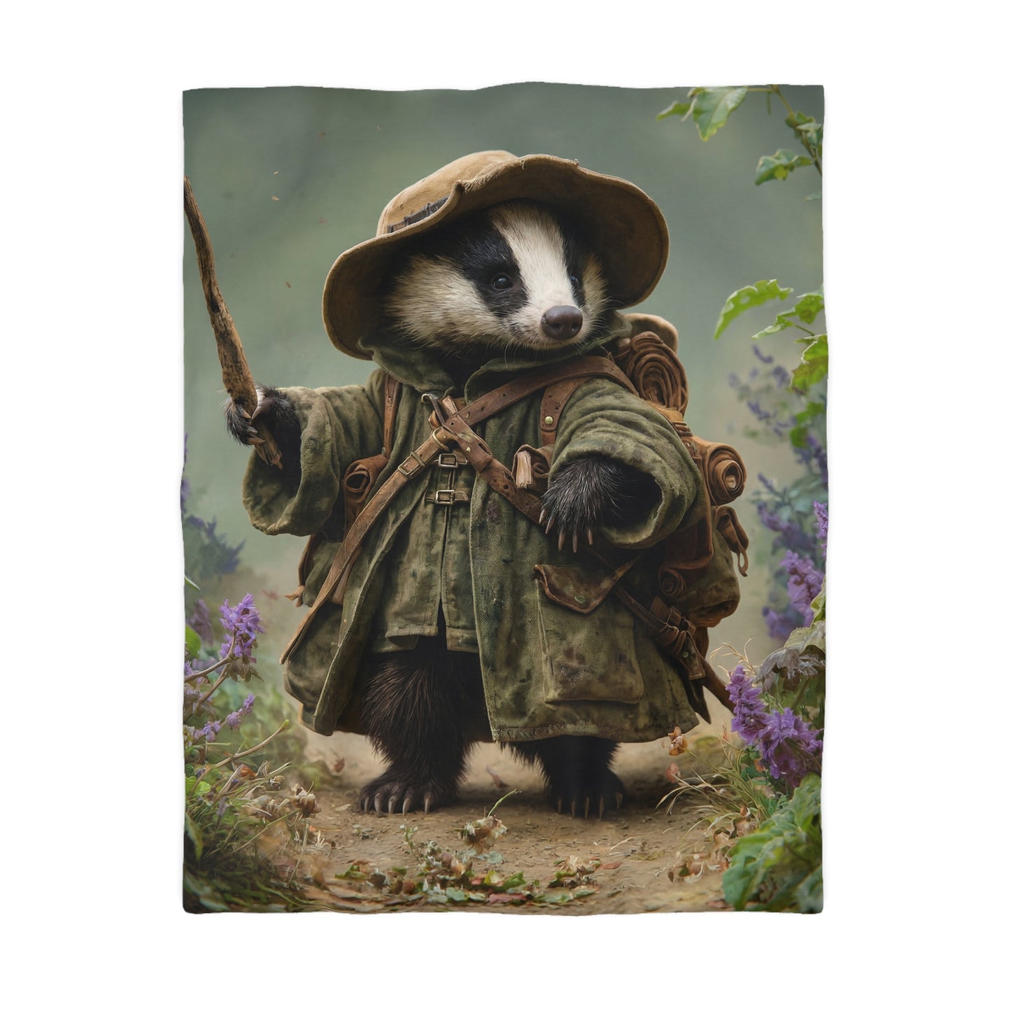 Badger Scout Microfiber Duvet Cover – Mossy Path Through Purple Thistle