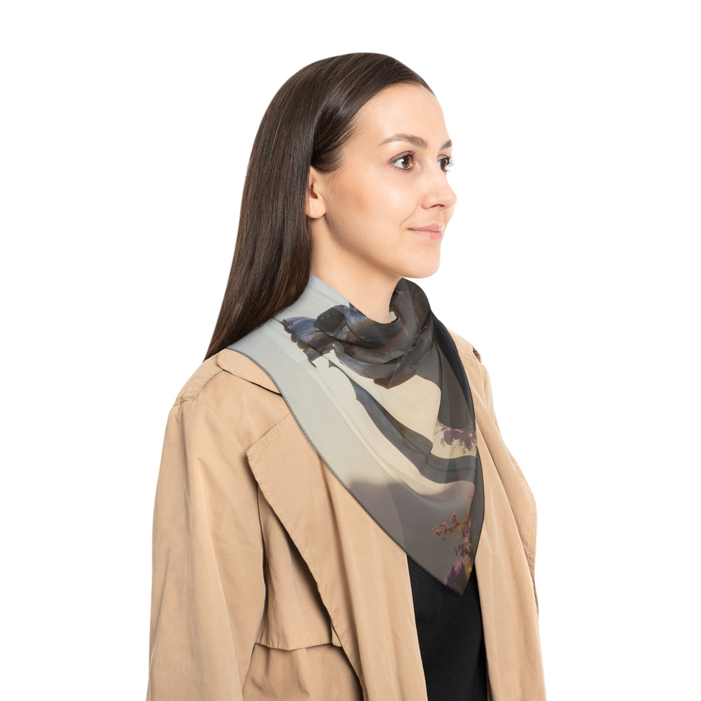 Dragon Knight at Dawn Poly Scarf – Sunset Sentinel with Crimson Wings
