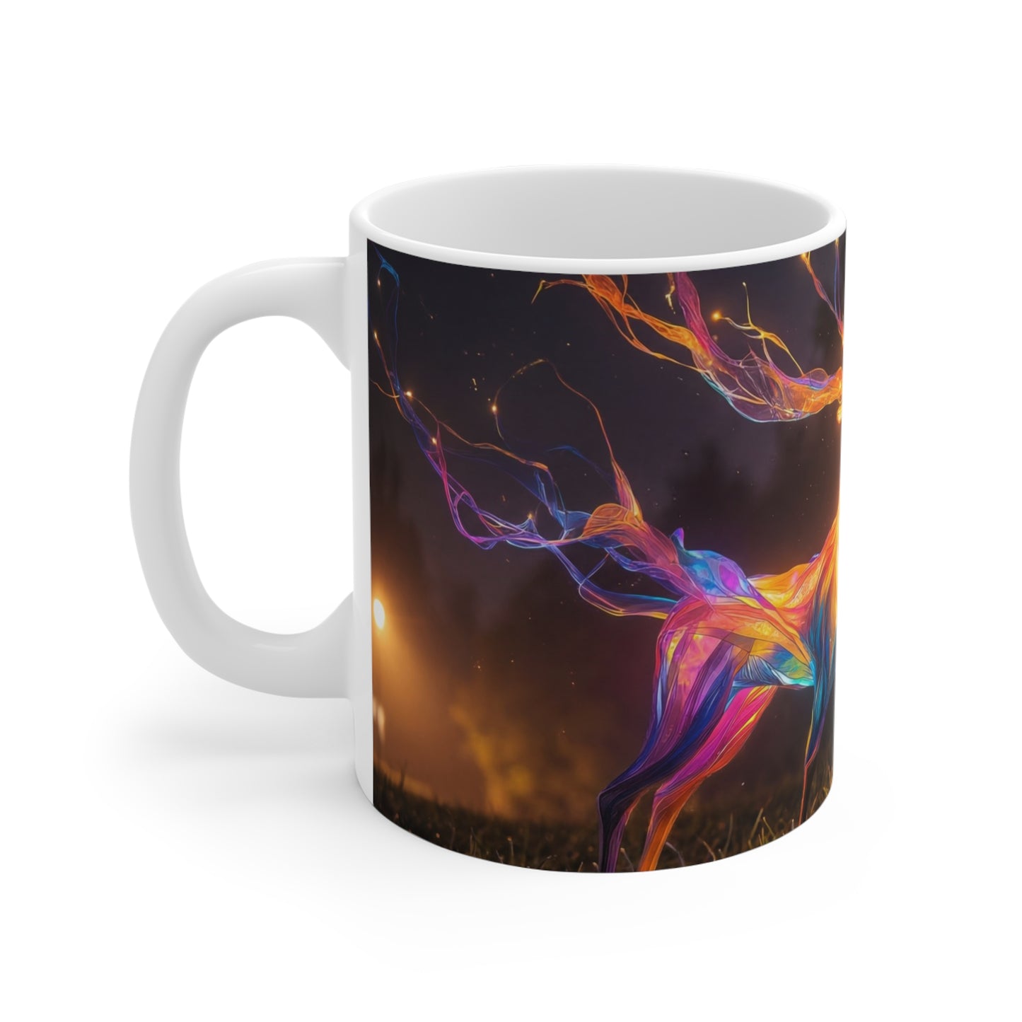 Chromatic Stag Ceramic Mugs (11oz\15oz\20oz) – Night Garden Luminescence