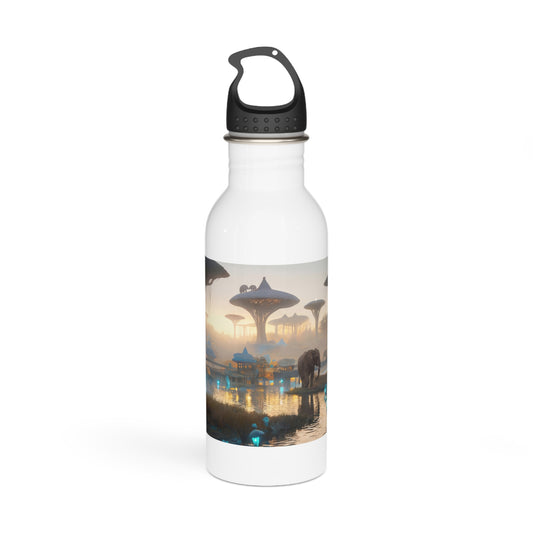 Elephants in Dawn’s Glow Stainless Steel Water Bottle – Serene Future Savannah