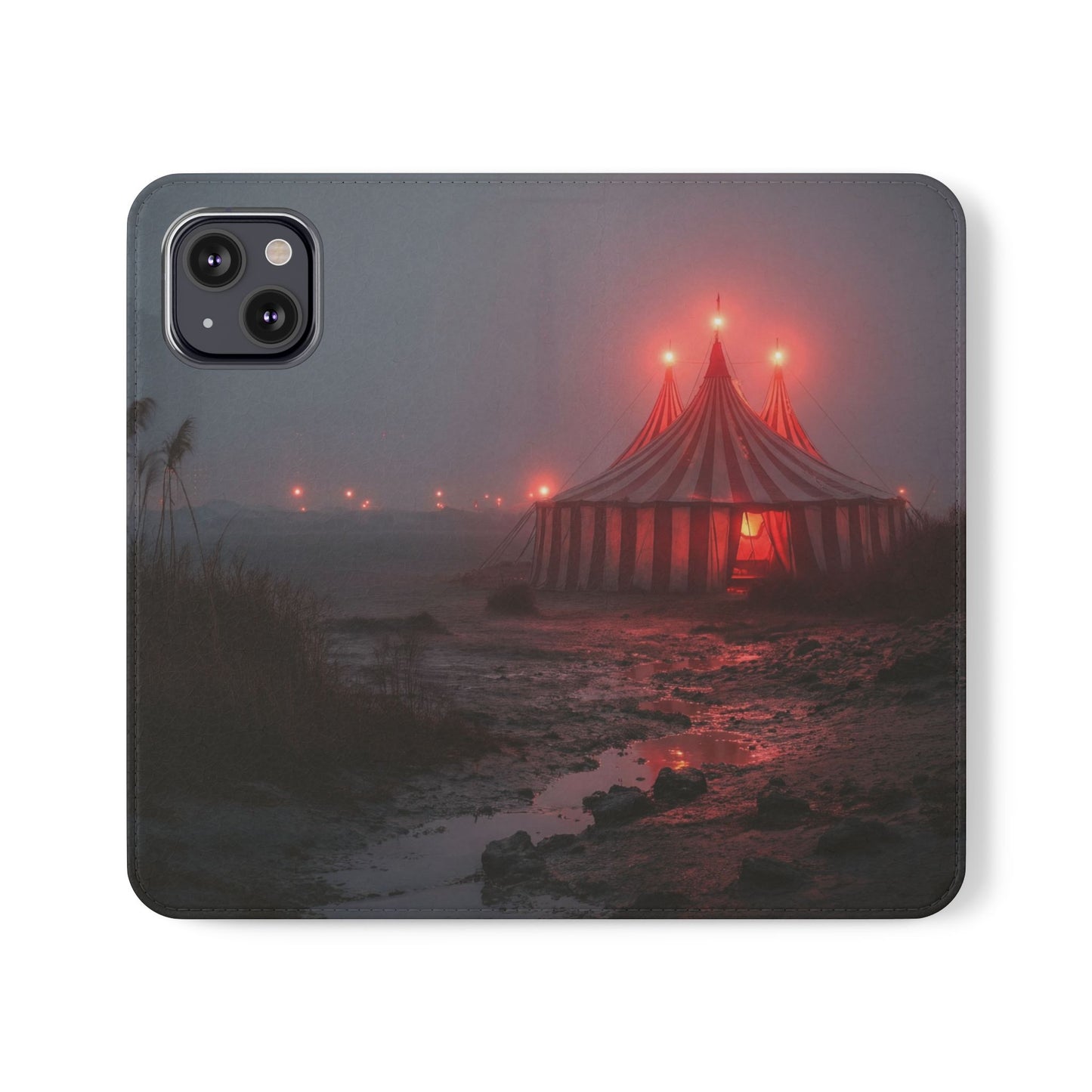 Crimson Circus Tent Flip Cases – Misty Coastside Lantern Scene