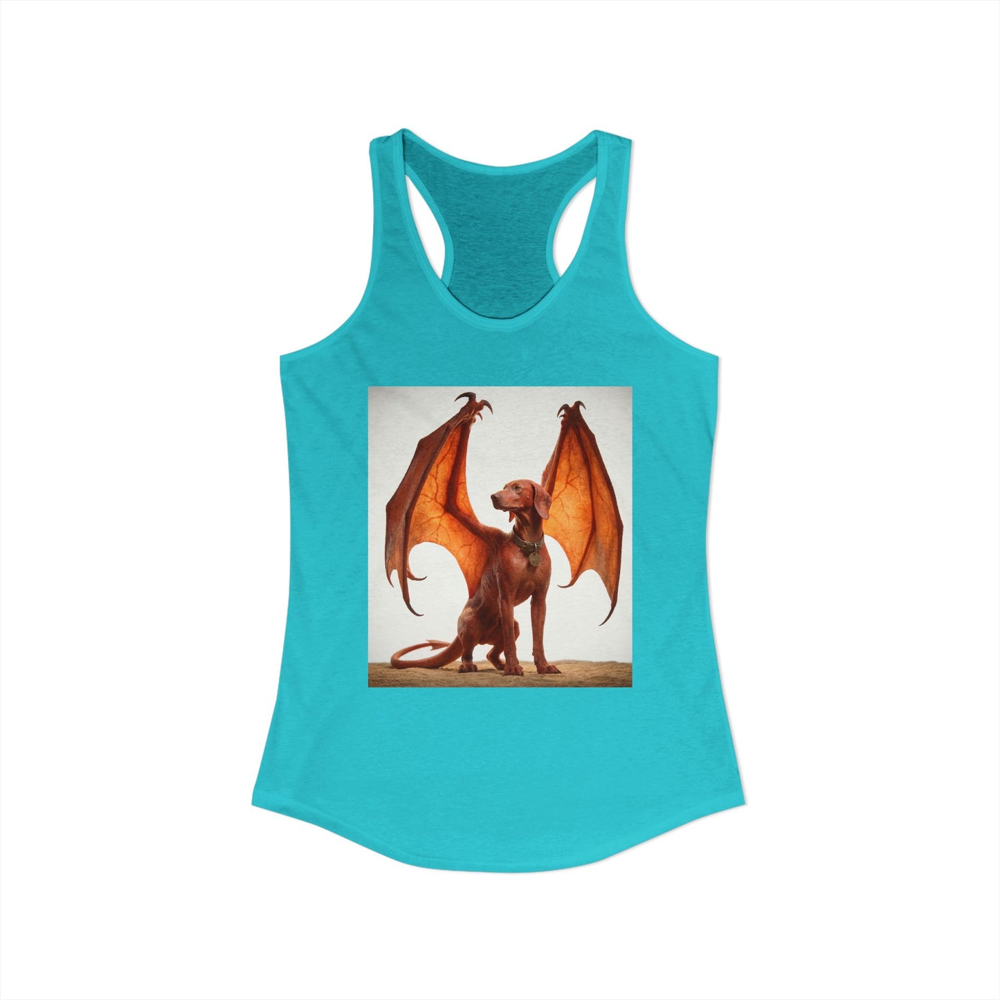 Winged Hound Women's Ideal Racerback Tank – Amber Sentinel Guard Dog Art Print