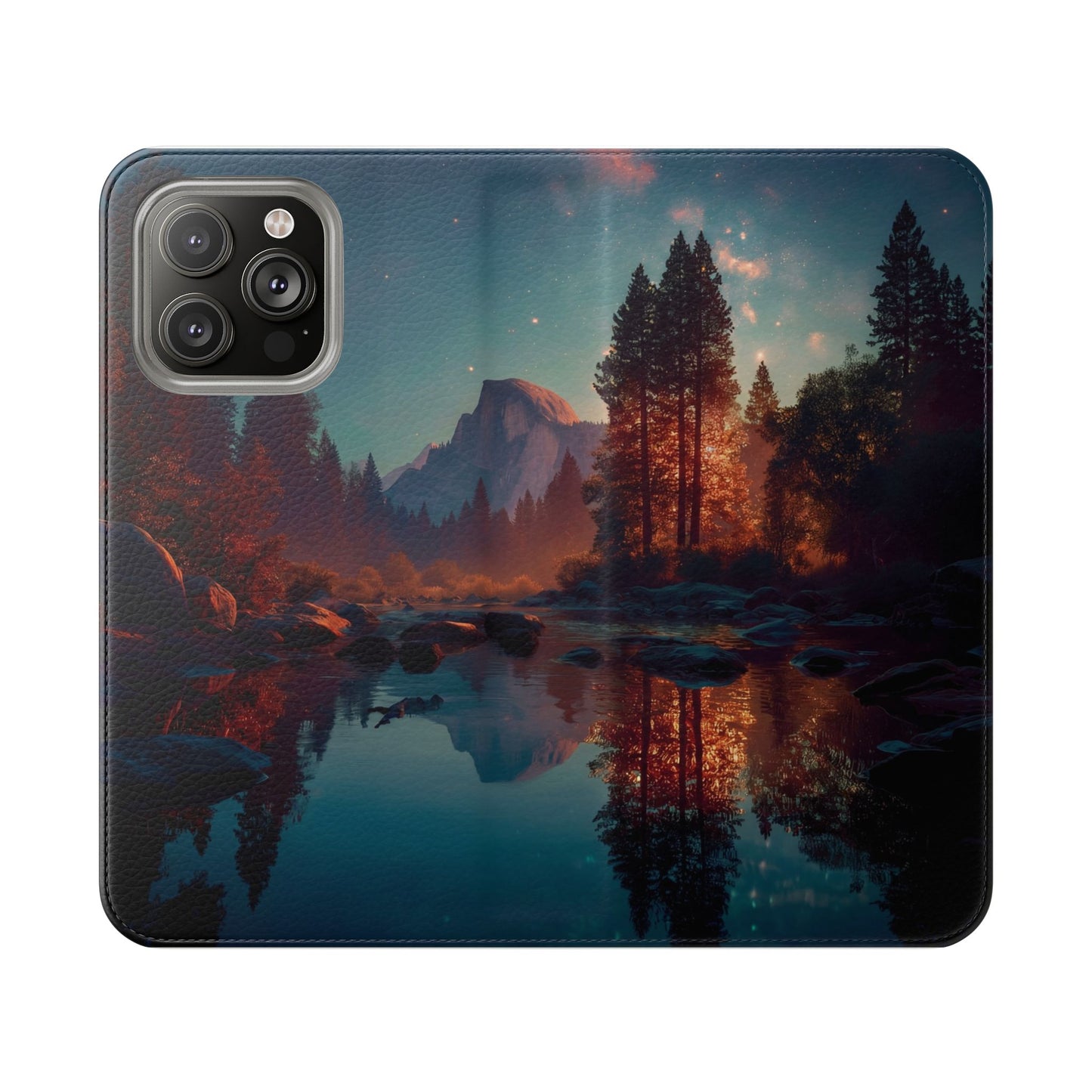 Starlit Valley Flip Cases – Twilight River and Half Dome Reflections