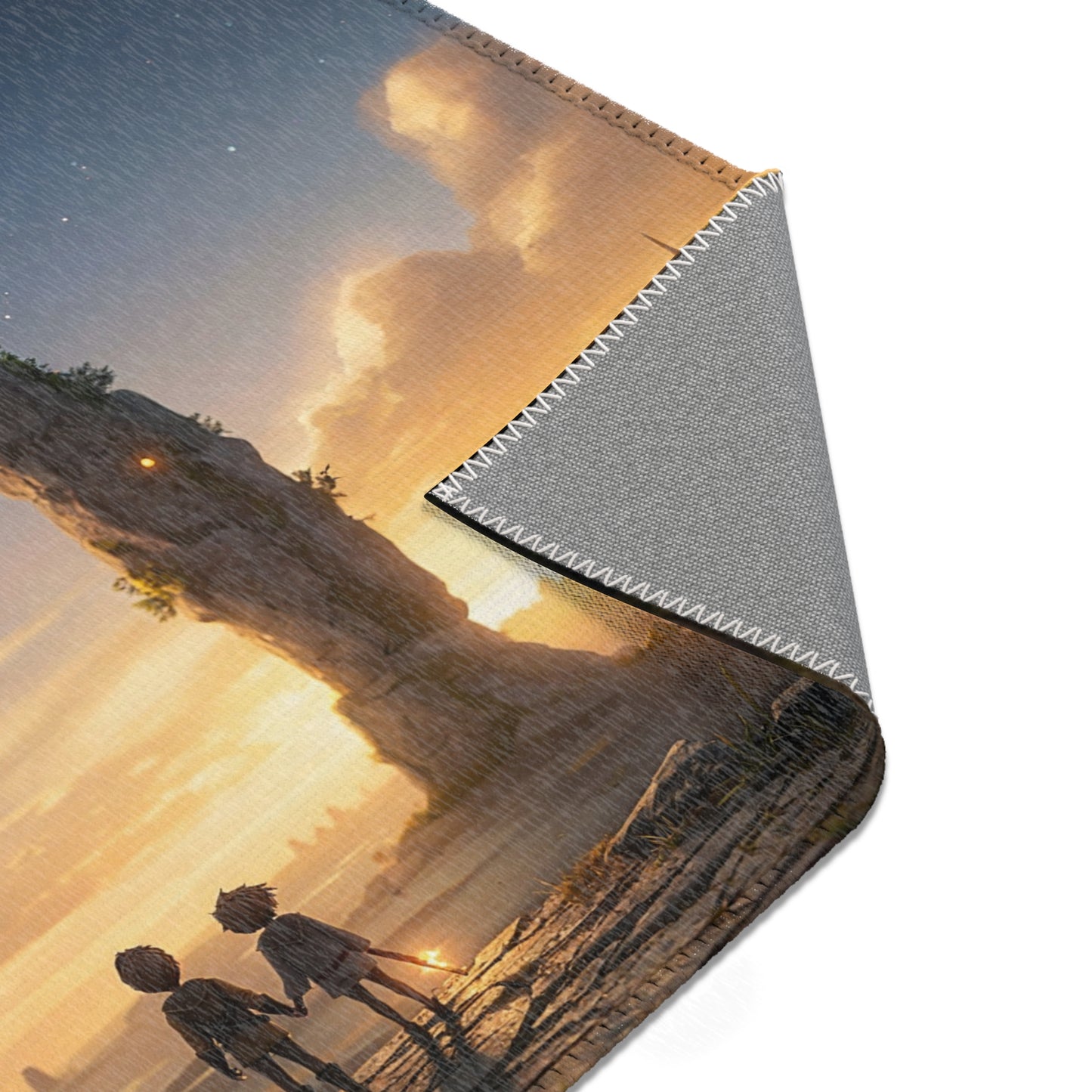 Twin Monoliths Area Rug – Starlit Gatekeepers at Sunset