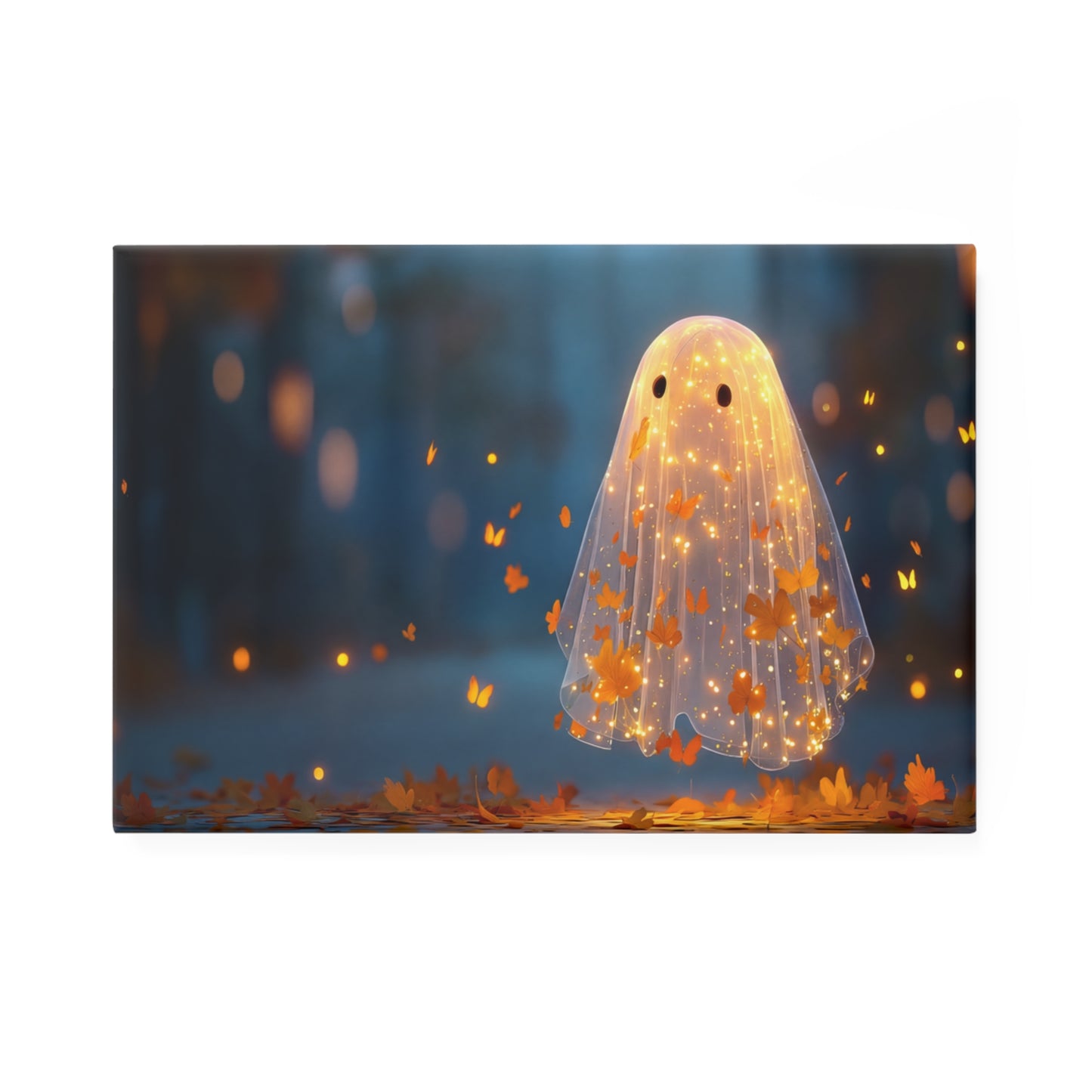 Autumn Ghost Button Magnet, Rectangle (1 & 10 pcs) – Whispering Leaves & Warm Glow