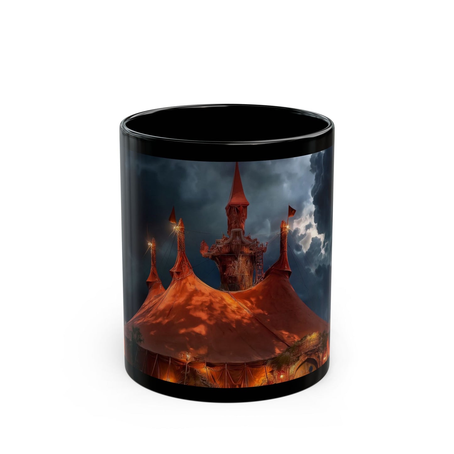 Crimson Circus Tent Mug – Midnight Carnival Dreamscape